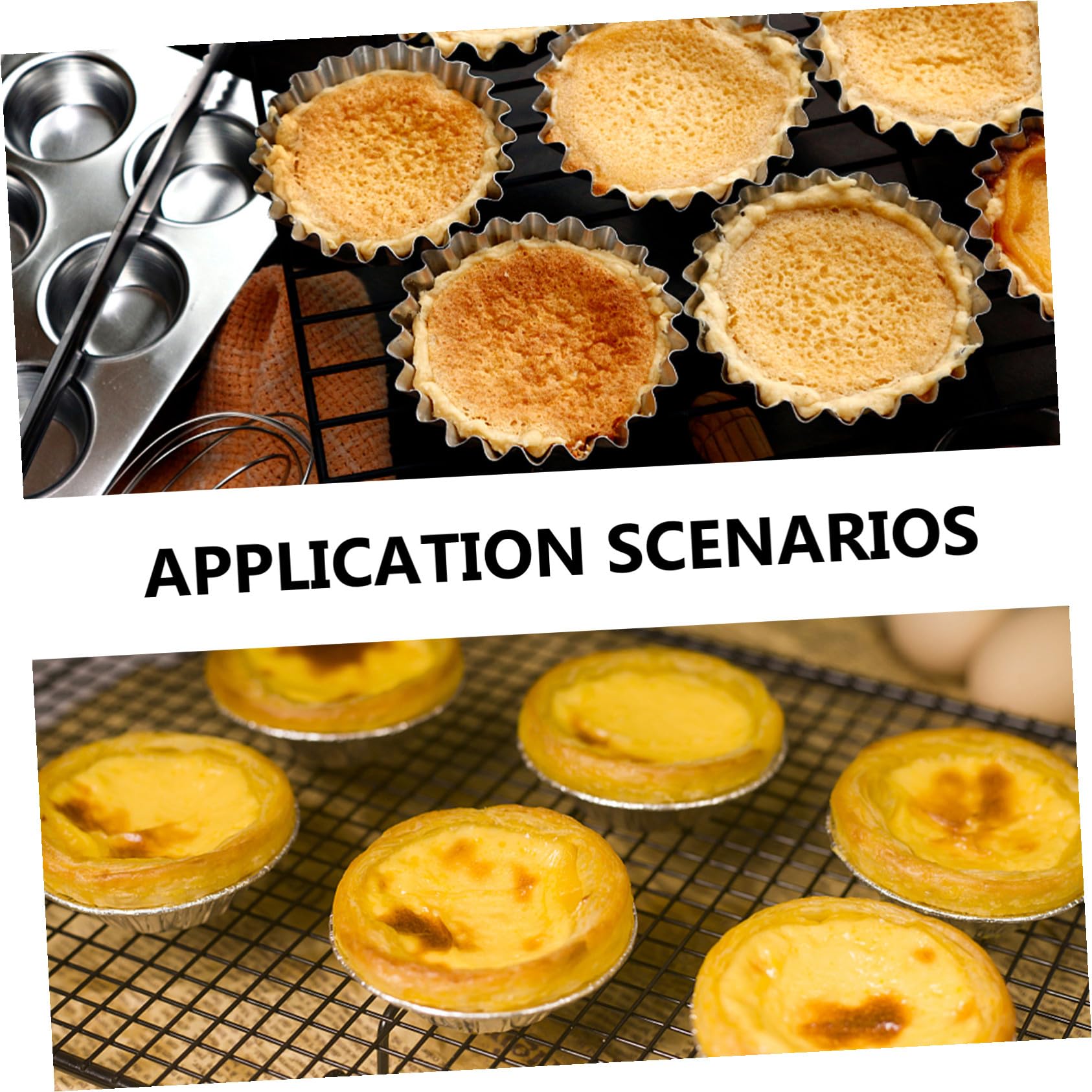 TOYANDONA 50 piezas Molde de Acero Inoxidable para Tartas y Pudines Paquete de Unidades Molde Multiusos para Repostería para Muffins Tartaletas y Quiches Resistente y Fácil de Usar para