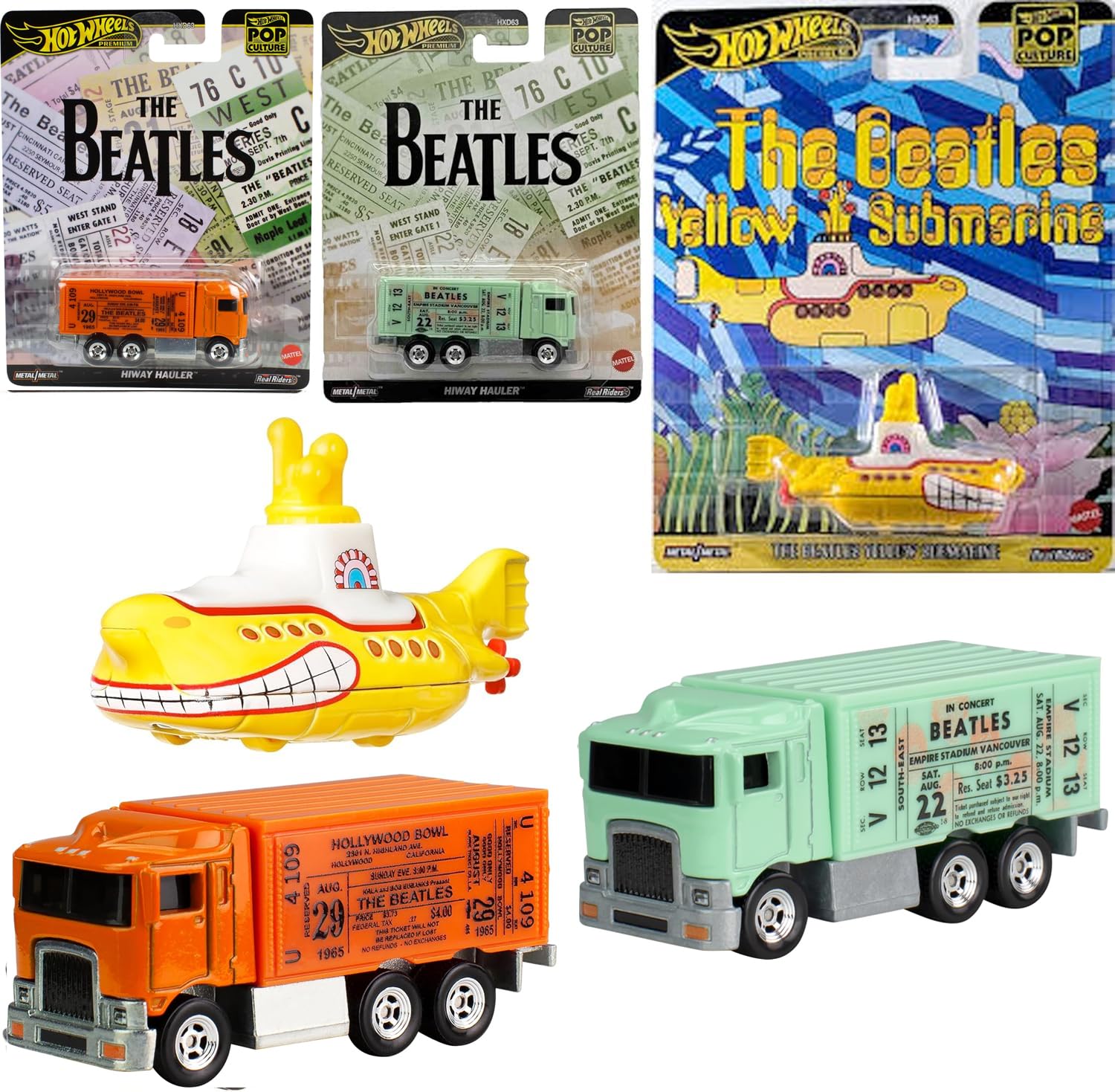 Hot Wheels Beatles Cars Yellow Submarine Pop Culture Premium