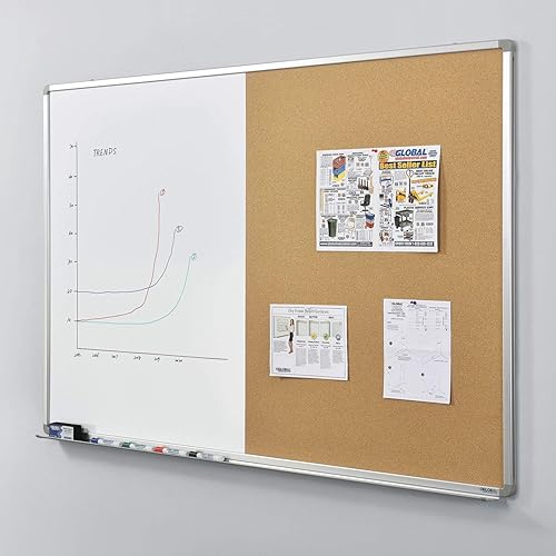 Miniatura 2 de Global Industrial Tablero combinado de 72 pulgadas de ancho x 48 pulgadas de alto - Pizarra blanca/corcho