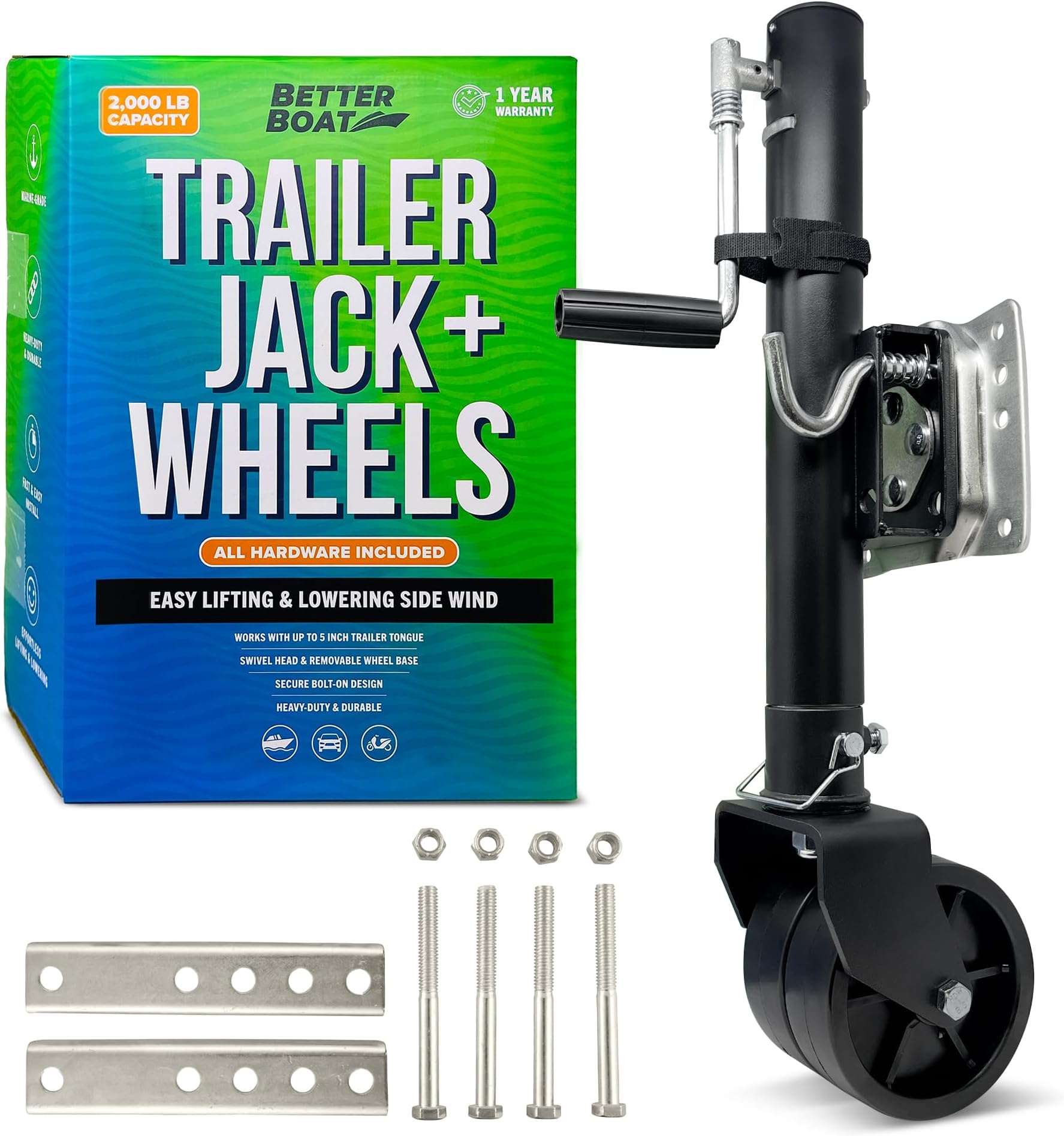 6 Inch Trailer Jack Caster Wheel - 1200LB Load Capacity Replacement For RV, Camper, Utility Trailers - View #3