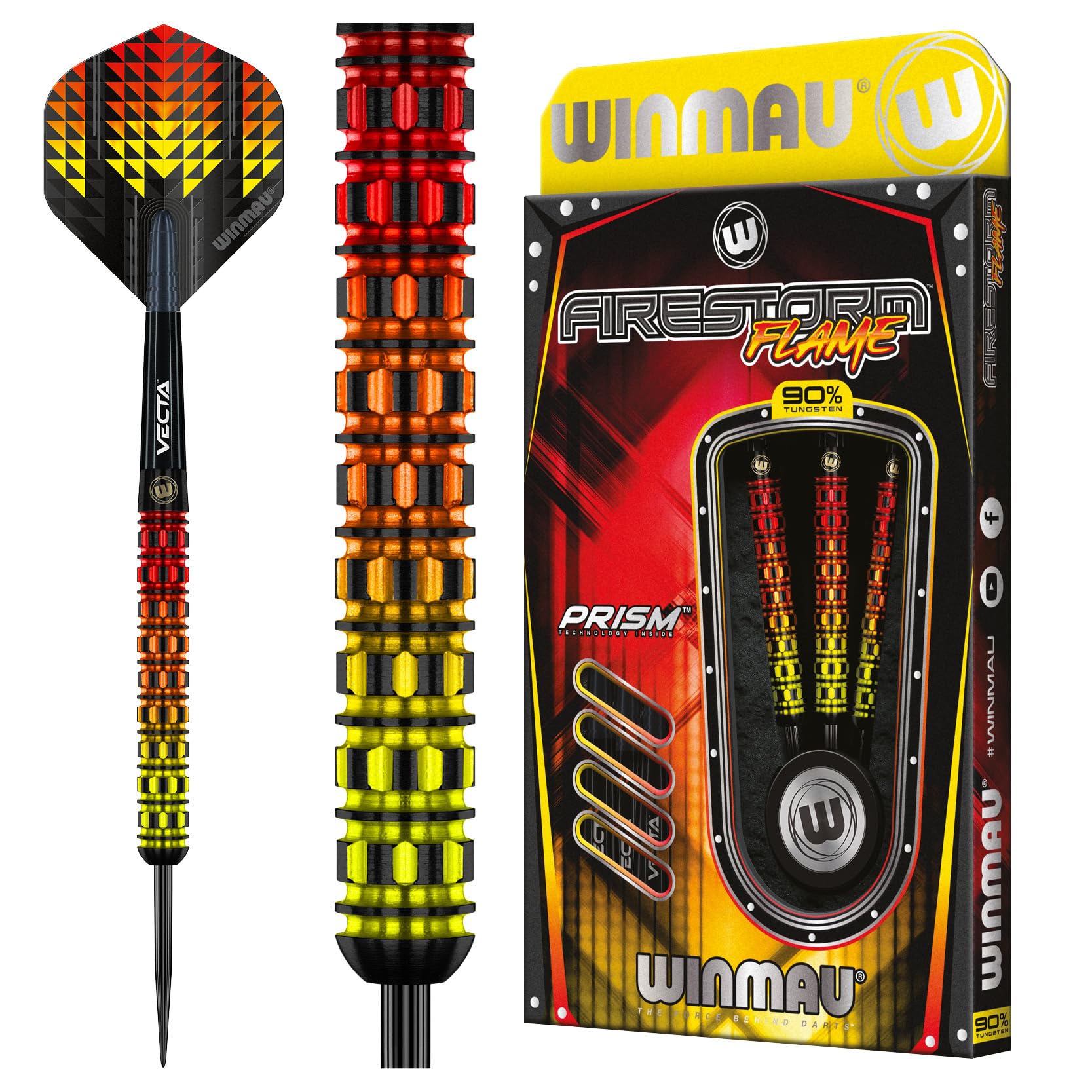 WINMAU Firestorm Flame Professionelles Wolfram-Dart-Set mit Flights und Schäften (Shafts)