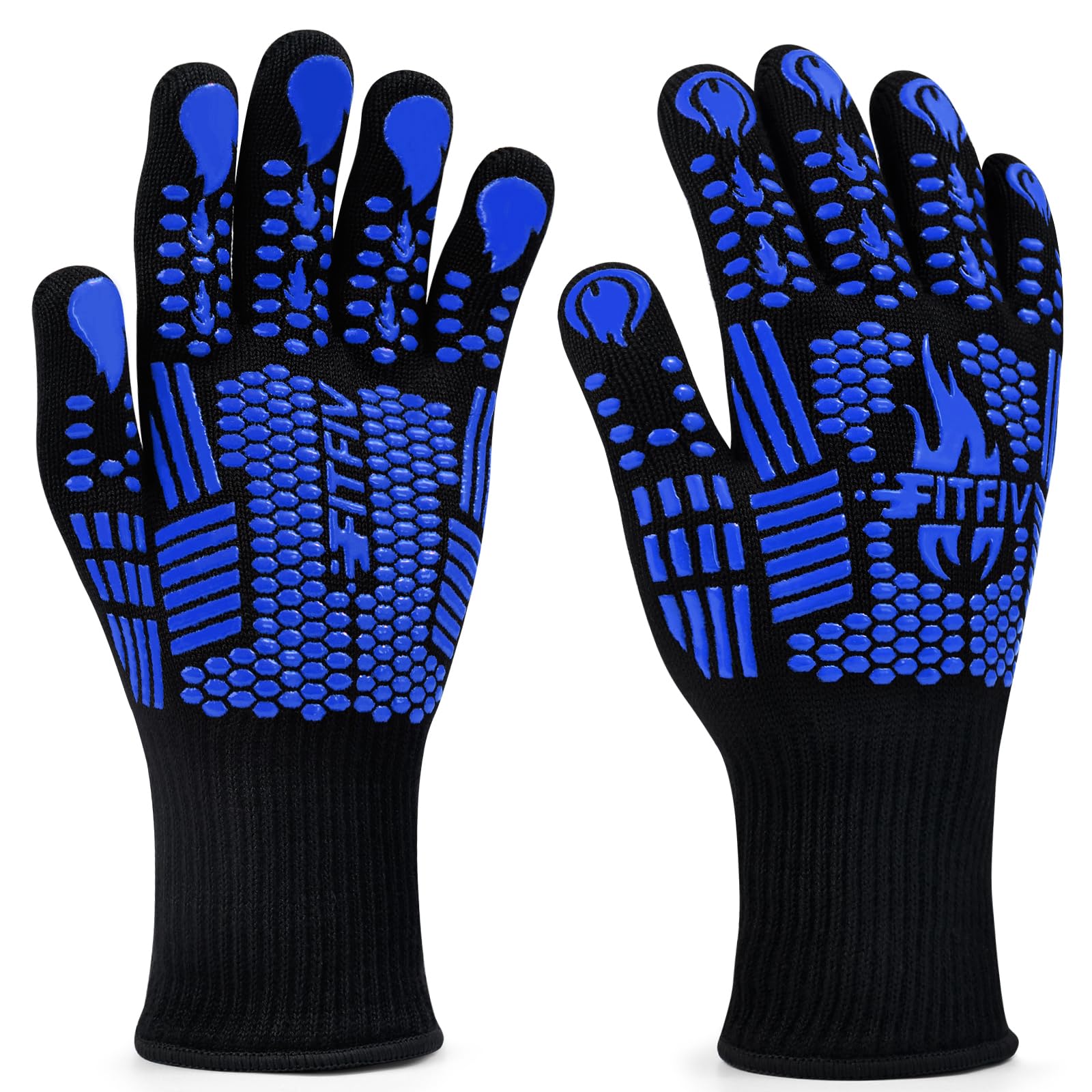 BBQ Gloves, 1472°F Heat Resistant with Silicone Grip Oven Mitts