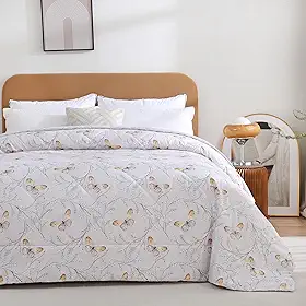 Edredom Casal 300 Fios Sono Leve 2,20m x 2,40m Estampado (Butterfly Areia)