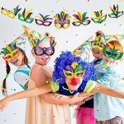 Miniatura 4 de 16 máscaras de Mardi Gras DIY Carnaval para colorear, máscara de papel para fiesta de mascarada, máscara de papel con bolígrafos para actividades de