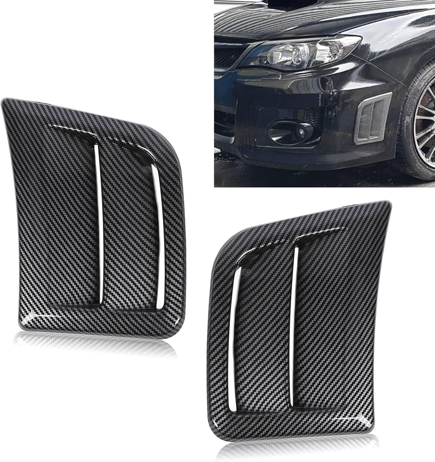 Front Bumper Air Intake Panel Side Trim, Stylish Looking Front Bumper Side Vent Cover for Impreza STI 2008 to 2014 (Carbon Fiber Color)