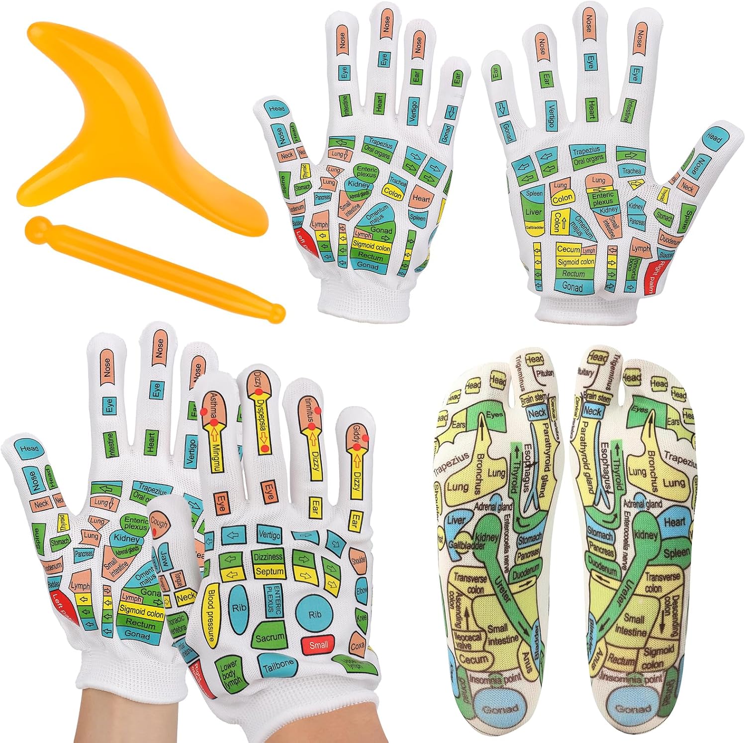 Reflexology Socks and Gloves Set Women Men Plantarelief Acupressure