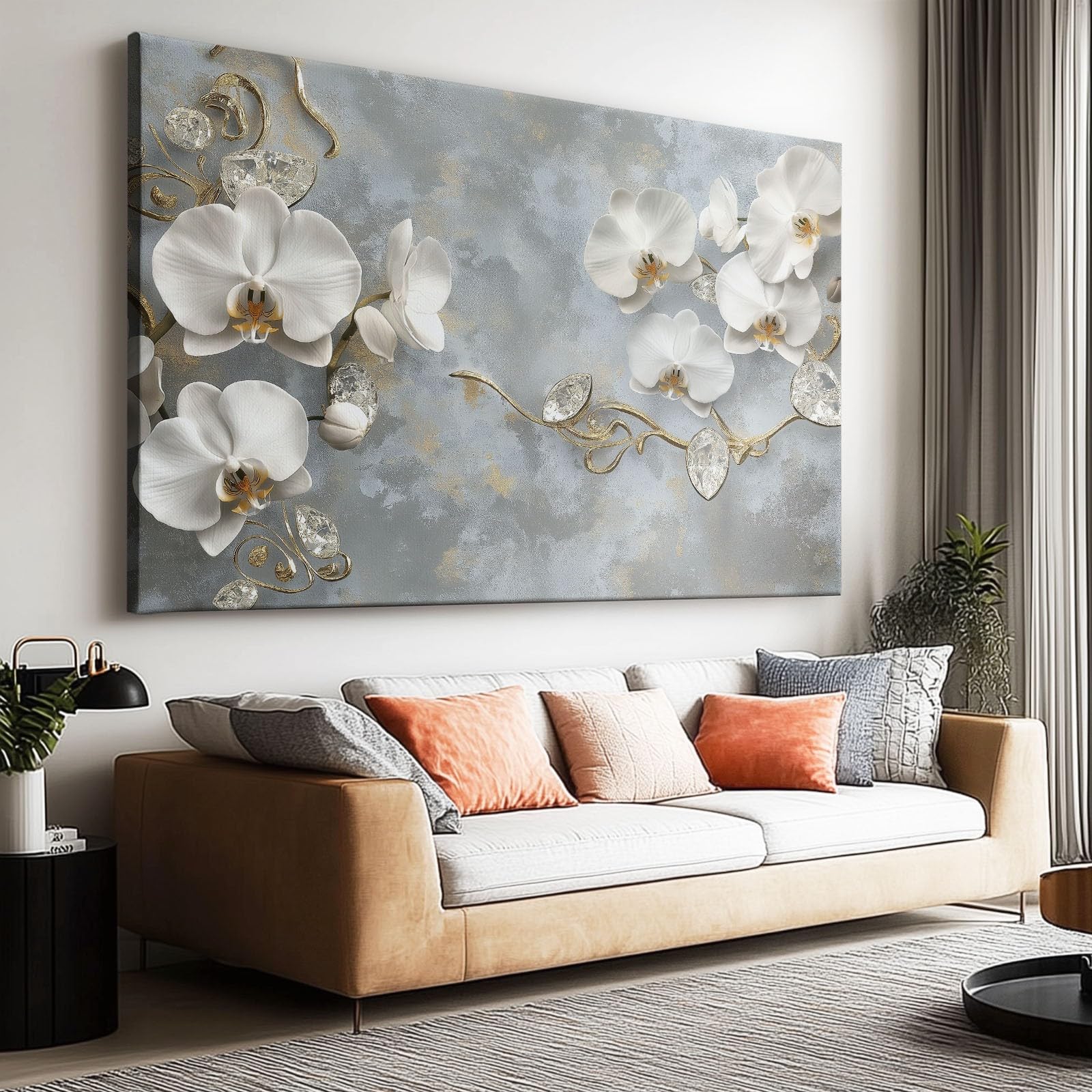 Genérico Cuadros de Arte Flores En Relieve 3D Lienzos Cuadro Tema Romántico Decoración Pared Cuadro Para Salon Dormitorio 140 x 70 cm Sin Marco