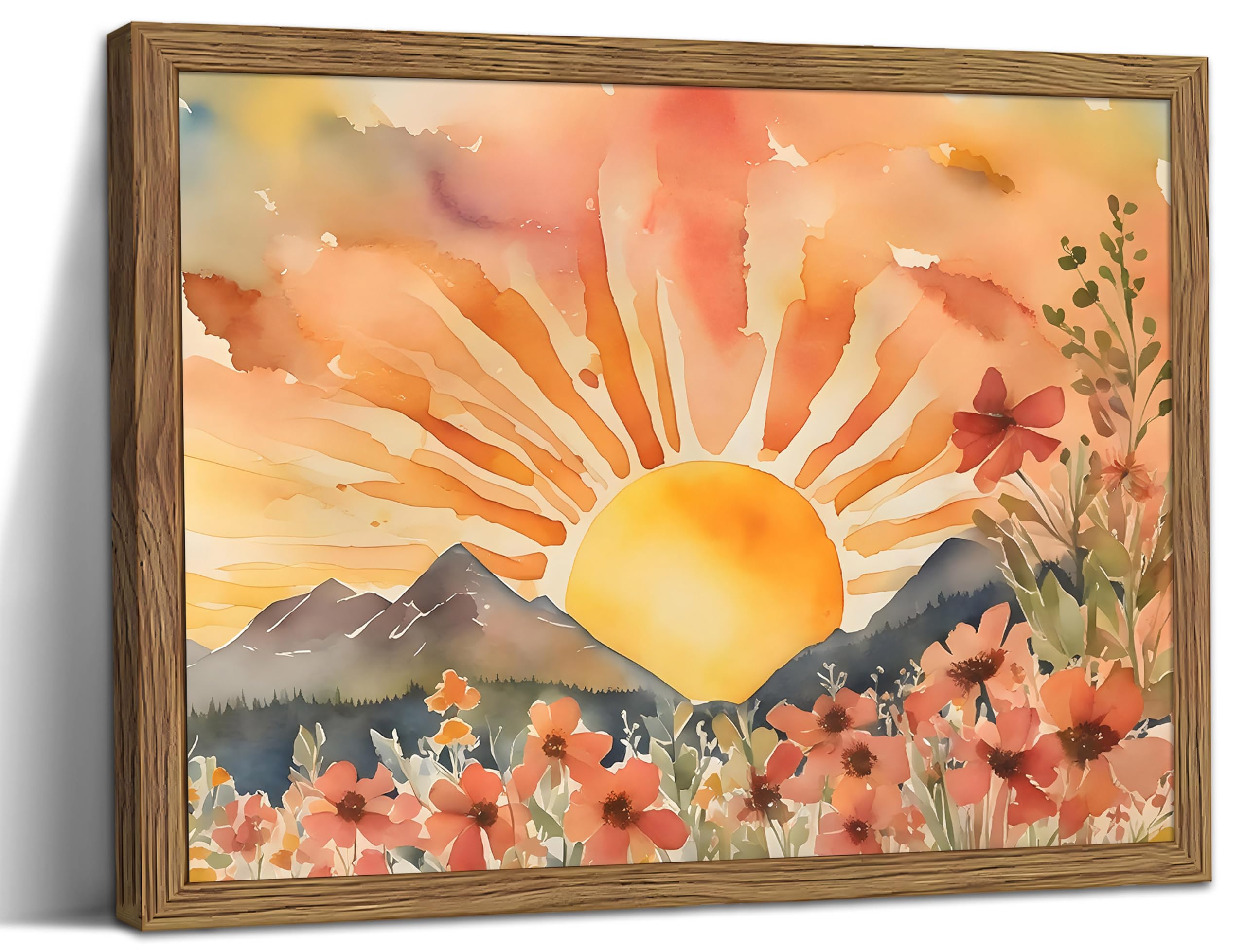 raiqtols Framed Sunset Boho Canvas Wall Art