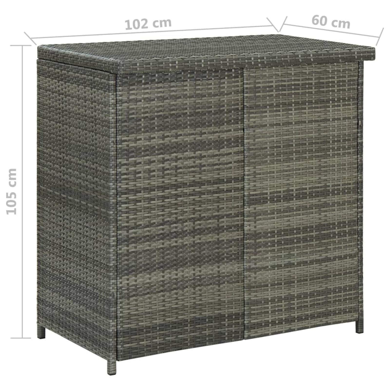 Set da Bar in Polyrattan Grigio, per Bistrot e Soggiorno Esterno, Tavolo 102x60x105 cm con 2 Sgabelli 38x38x76 cm, Struttura in Acciaio e Rattan PE, Cuscini in Poliestere Antracite, per Uso Domestico