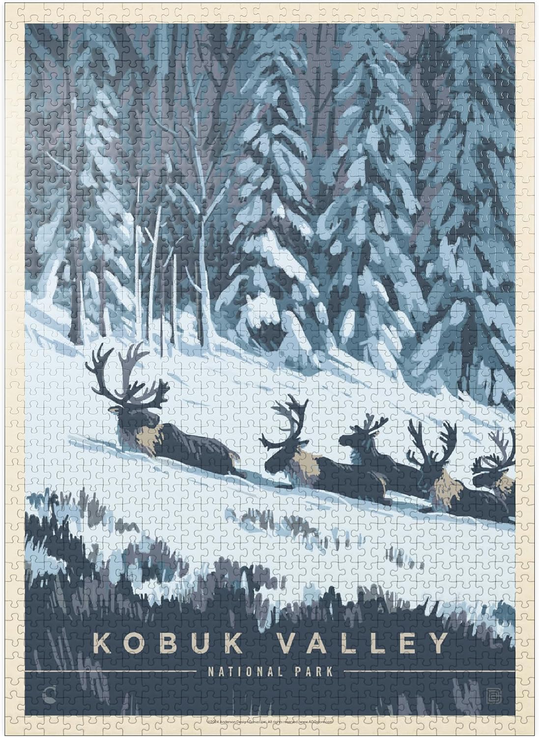 MyPuzzle Kobuk Valley National Park: Winter Wonderland, Vintage Poster - Premium 1000 Piece Jigsaw Puzzle for Adults