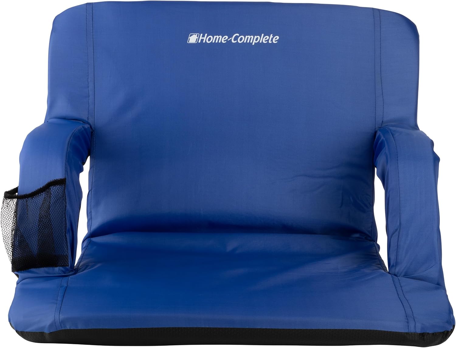 Wide Reclining Stadium Seat Cushion with Back Support, Armrests, 6 Adjustable Positions and Carry Straps - Portable Stadium Seats and Bleacher Chairs with Back and Cushion by Home-Complete (Blue)