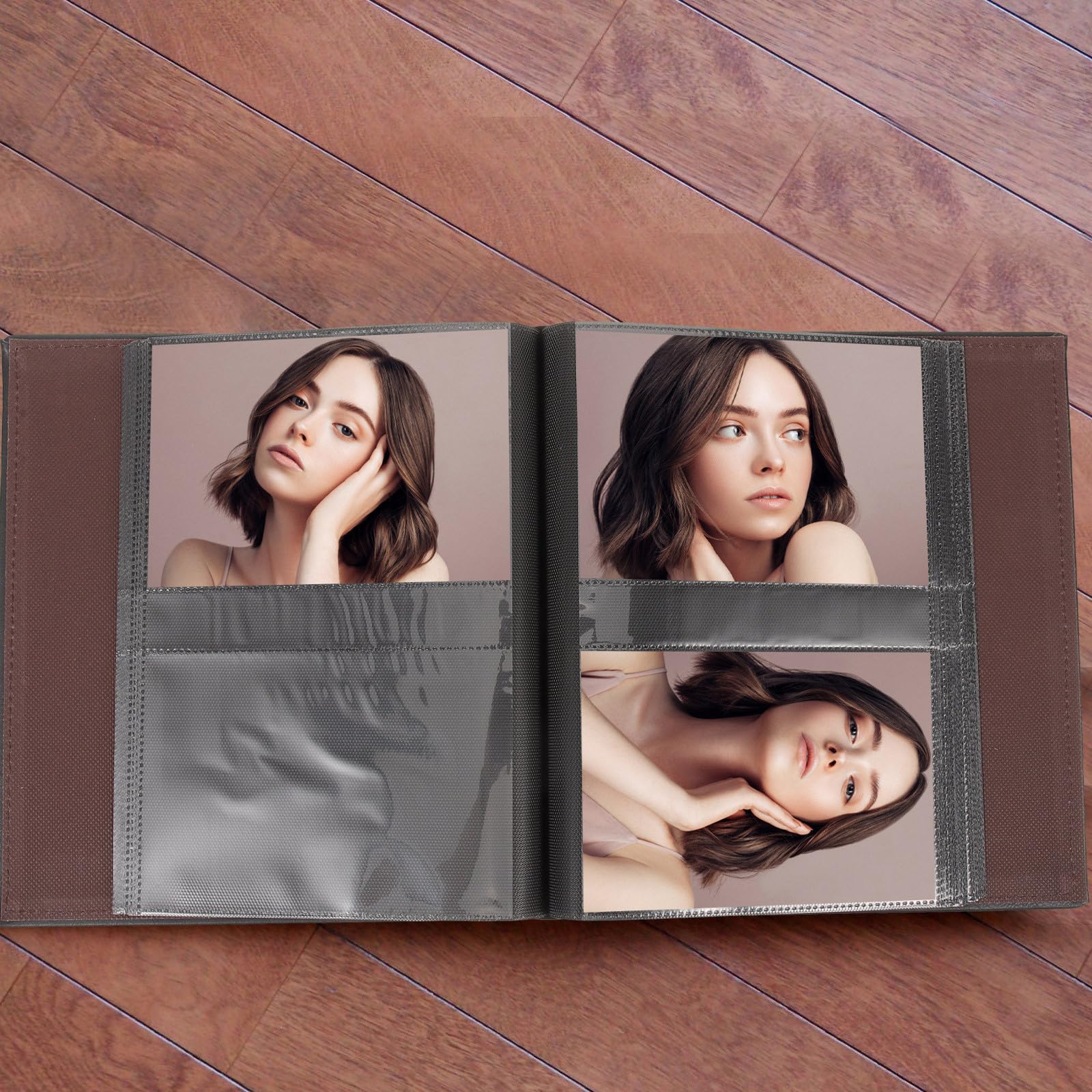 Álbum de Fotos de Cuero Negro, Formato Grande, Insertable
