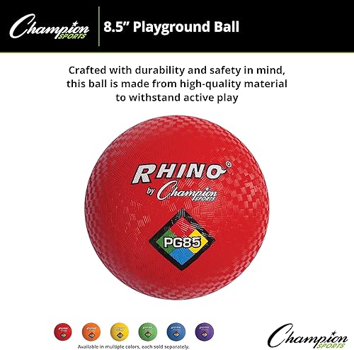 Miniatura 6 de Champion Sports - Pelotas de juego Rhino de 8.5 pulgadas de diámetro - Dos capas, enrolladas en nylon, rojo (Juego de 1 pelota)