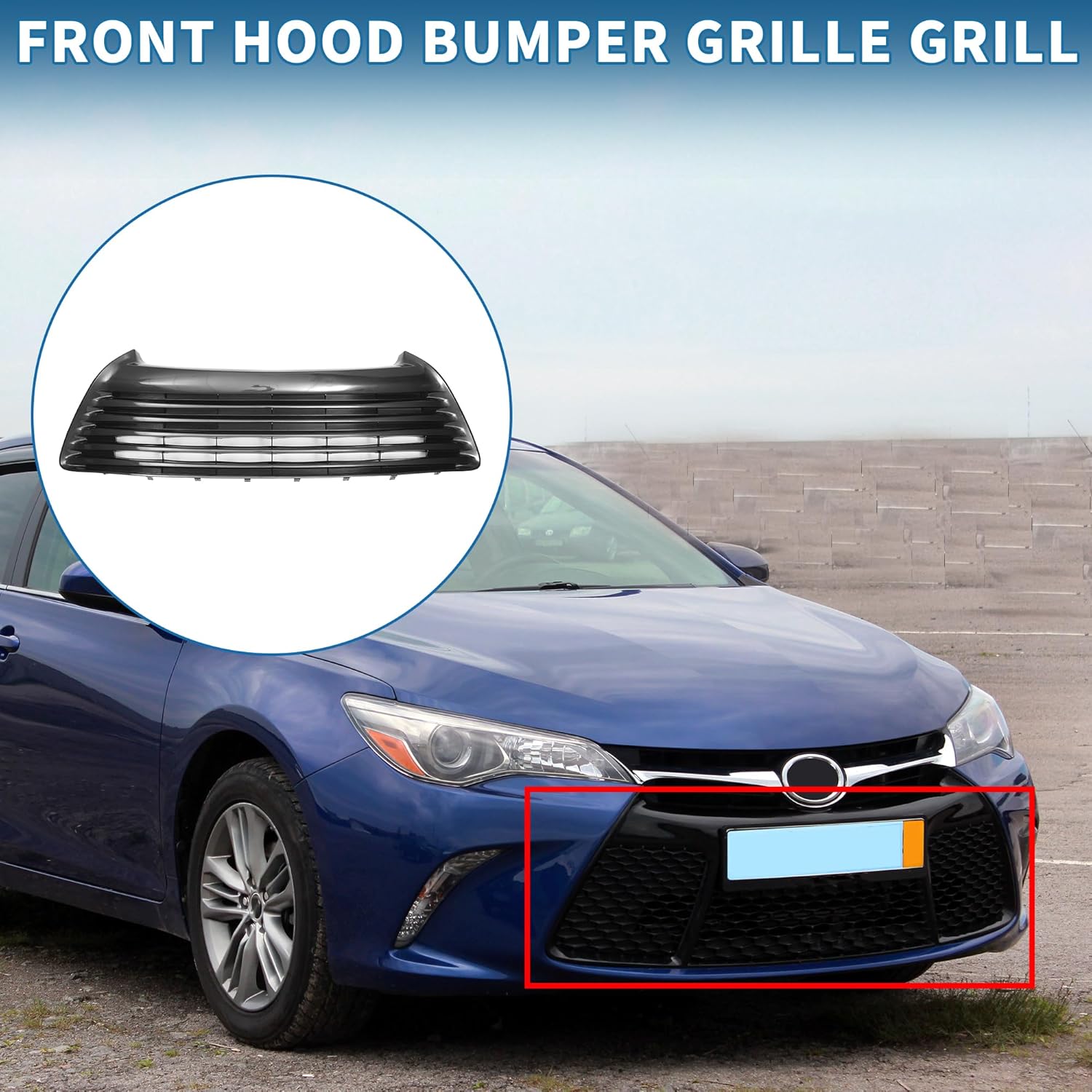 Front Hood Bumper Grille Grill Front Lower Bumper Grille Grill for Toyota Camry 15 Black