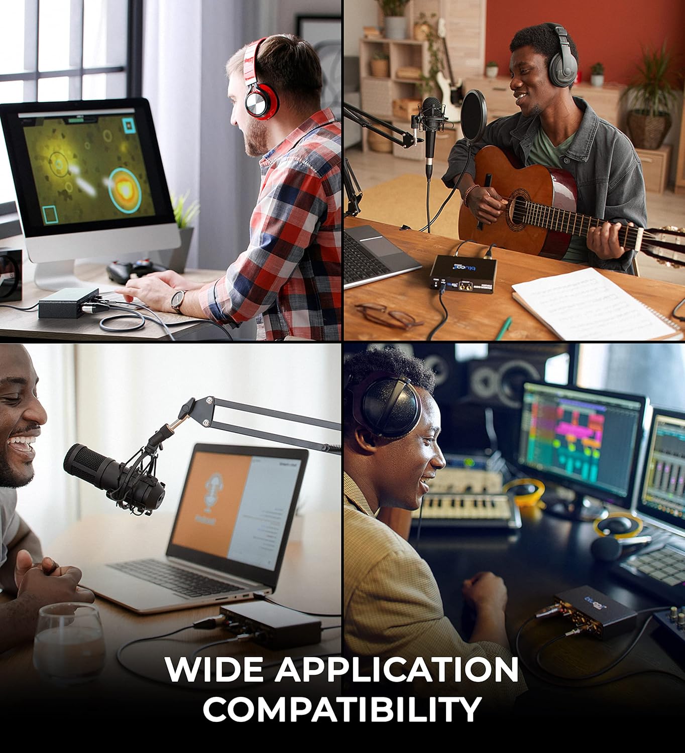 Hand adjusting a knob on the Blucoil Portable USB Audio Interface
