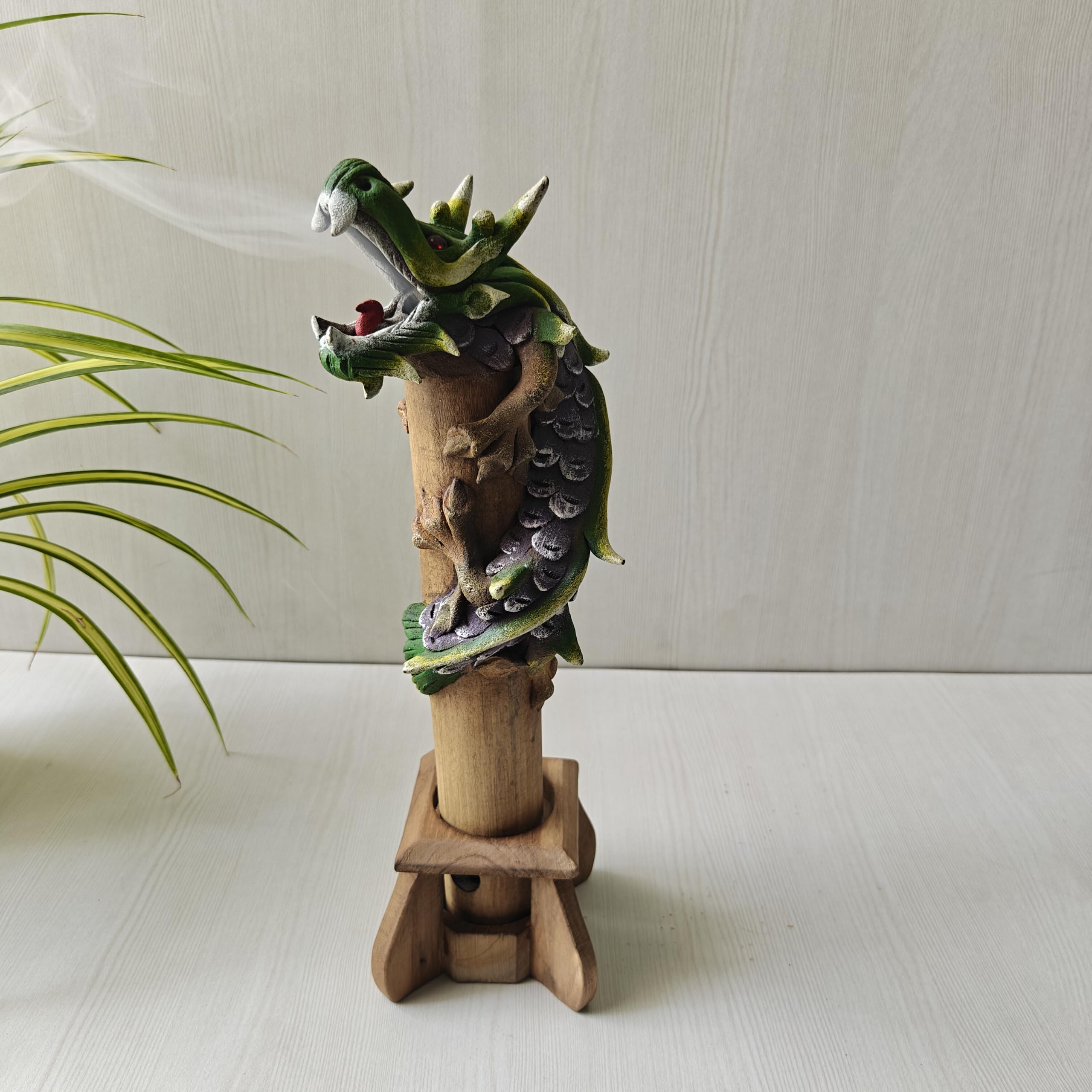 Handmade Bamboo Incense Stick Holder, Dhoop Stand - Iguana | Agarbatti Stand with Ash Catcher, Wooden Cone Burner for Meditation Yoga, Home Pooja Fragrance Diffusion, Rustic Boho Style-image-12