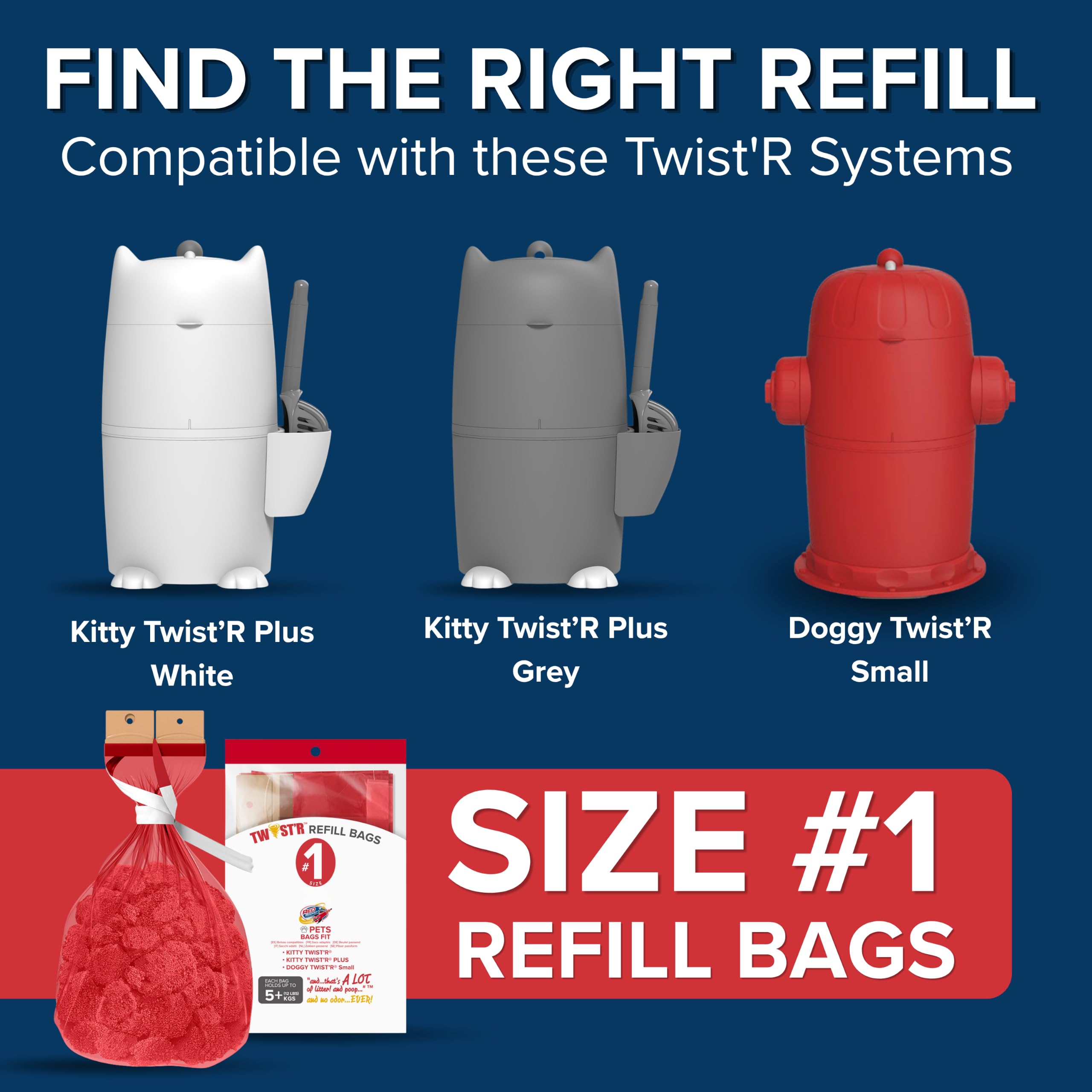 Red Rocket Pets 30 Nachfüllbeutel für Kitty & Doggy Twist'R, Nachfüllbeutel für Pet Twist'R Mülleimer, 7-lagig, geruchsfreie Nachfüllpackungen für Katzen, Hunde, Babys (Nr. 1)