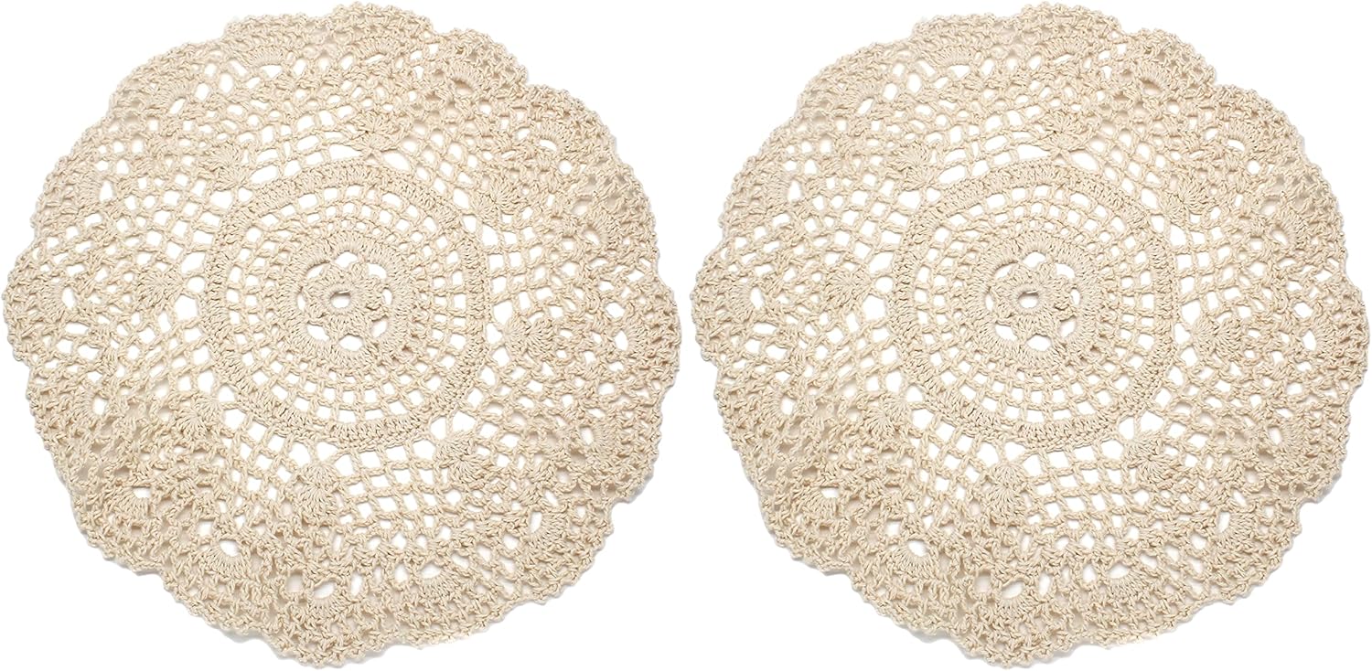 2 Pcs 12 Inch Hand Crochet Lace Doilies, Handmade Seychelles - View #7