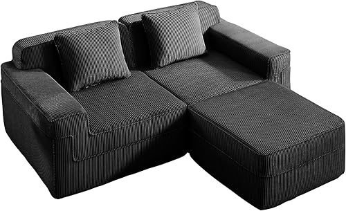 Miniatura 7 de Modular 3 Seat Boneless Sofa, Cloud Sectional Couch with Deep Seat, Modern Modular 3-Seat Sofa Couch with Throw Pillows, Sectional Sofa for Living