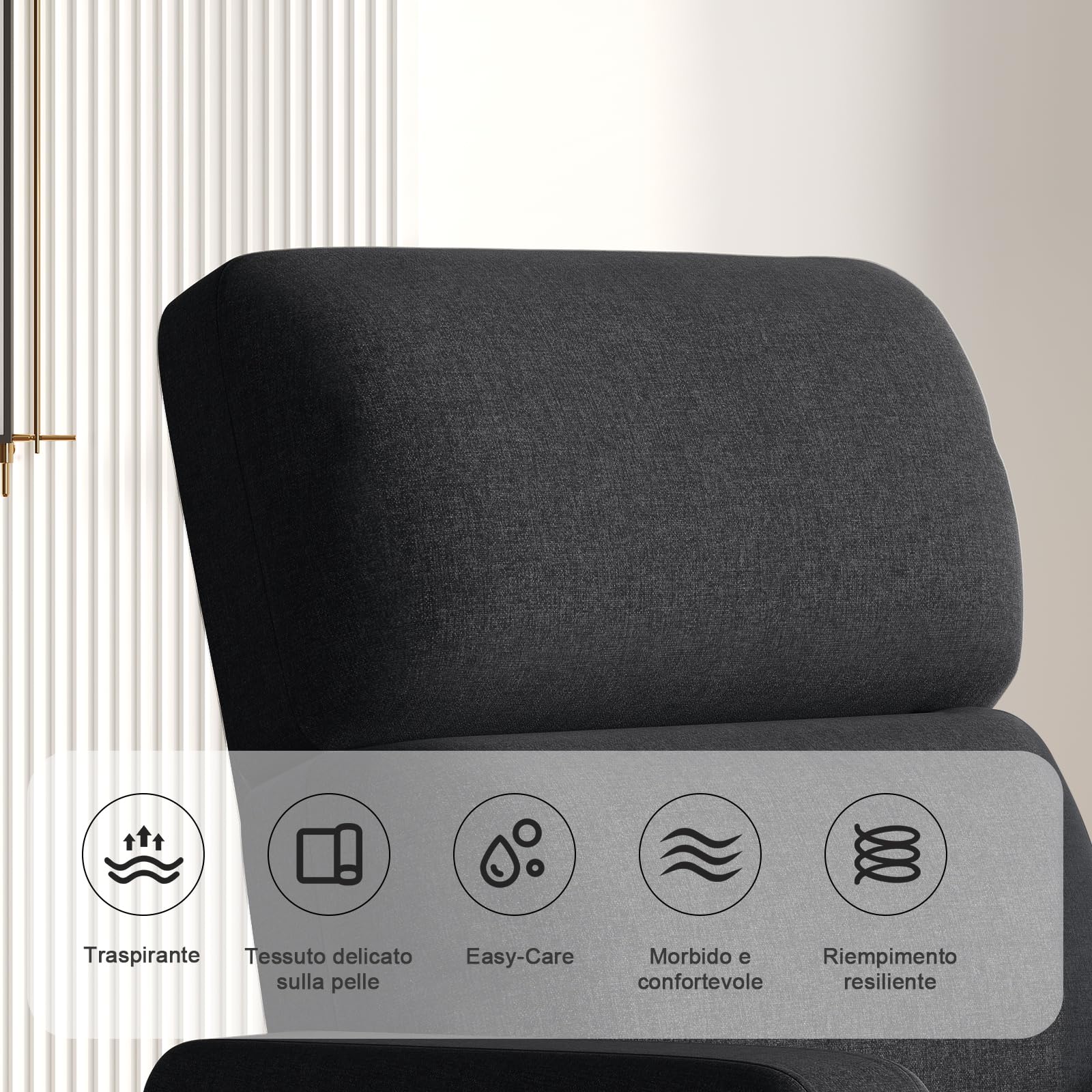Devoko Poltrona Relax Elettrica, Ergonomica Reclinabile 90°-165°, Poltrona Reclinabile con Schienale e Poggiapiedi Regolabile, Poltrone per Soggiorno/Ufficio, con Tasconi Laterali, Grigio