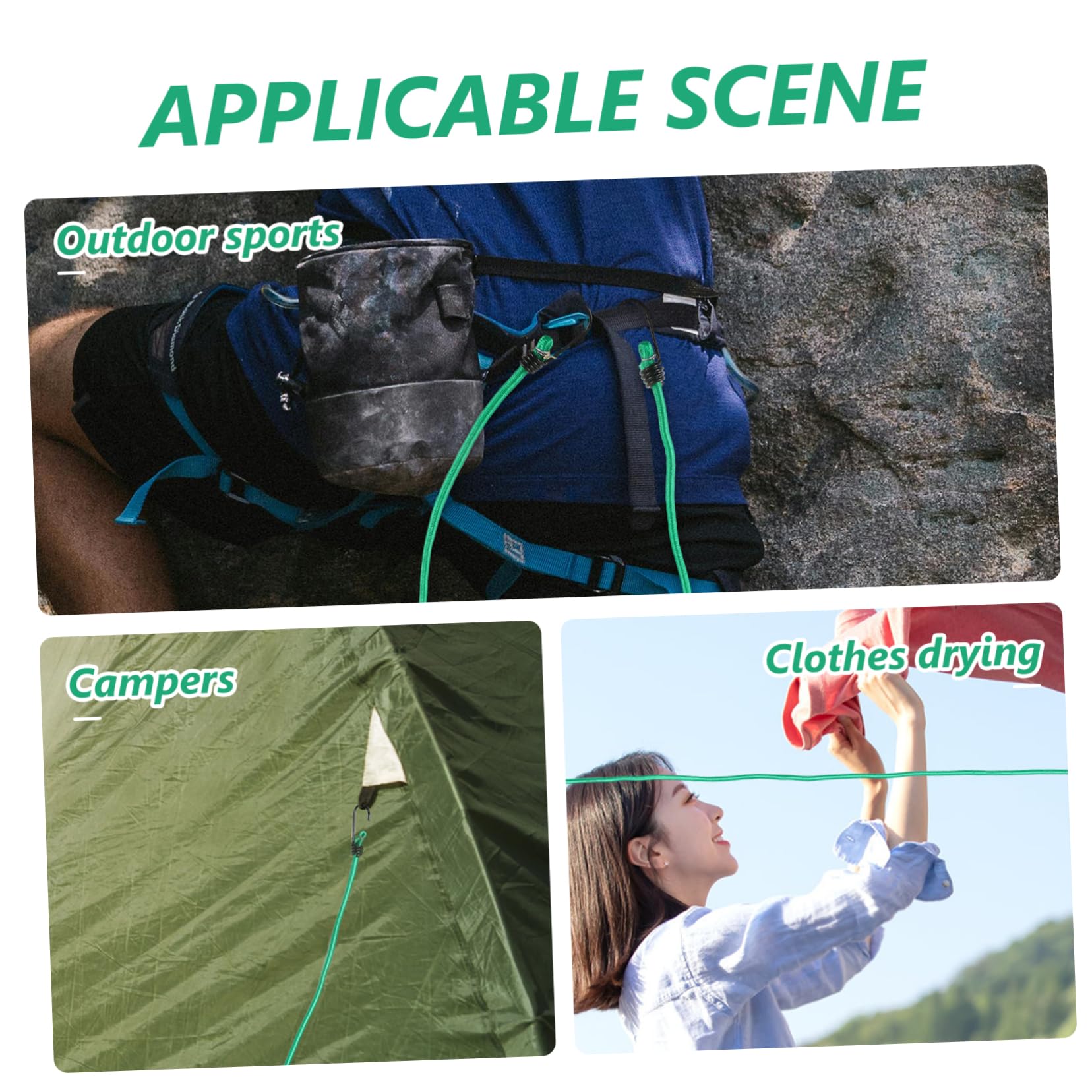 Mipcase 10pezzi Corda Elastica con Gancio Corde Elastiche per Bagagli e Campeggio Alta Elasticità per Ciclismo Arrampicata e Escursionismo Facile da Trasportare e Usare
