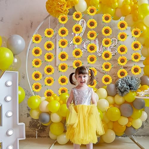Miniatura 4 de Kit de guirnalda de girasoles, flores de sol de primavera, decoraciones de remolinos colgantes, pancartas de papel de girasol de verano para Pascua,