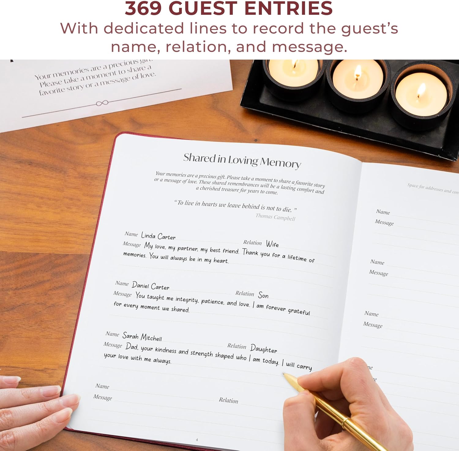 Skyline Funeral Guest Book for Memorial Service – Memorial Service Guest Book for Funeral & Celebration of Life with a Table Sign (Wine Red)