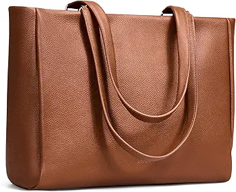 Genuine Leather Work Laptop Tote Bag for Women with 15.6