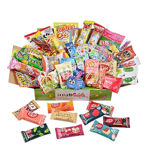 40 Japanese Candy Box 30 Japanese Snacks Plus 10 Japanese chocolate Flavors (GIFT BOX) - GIFT BOX