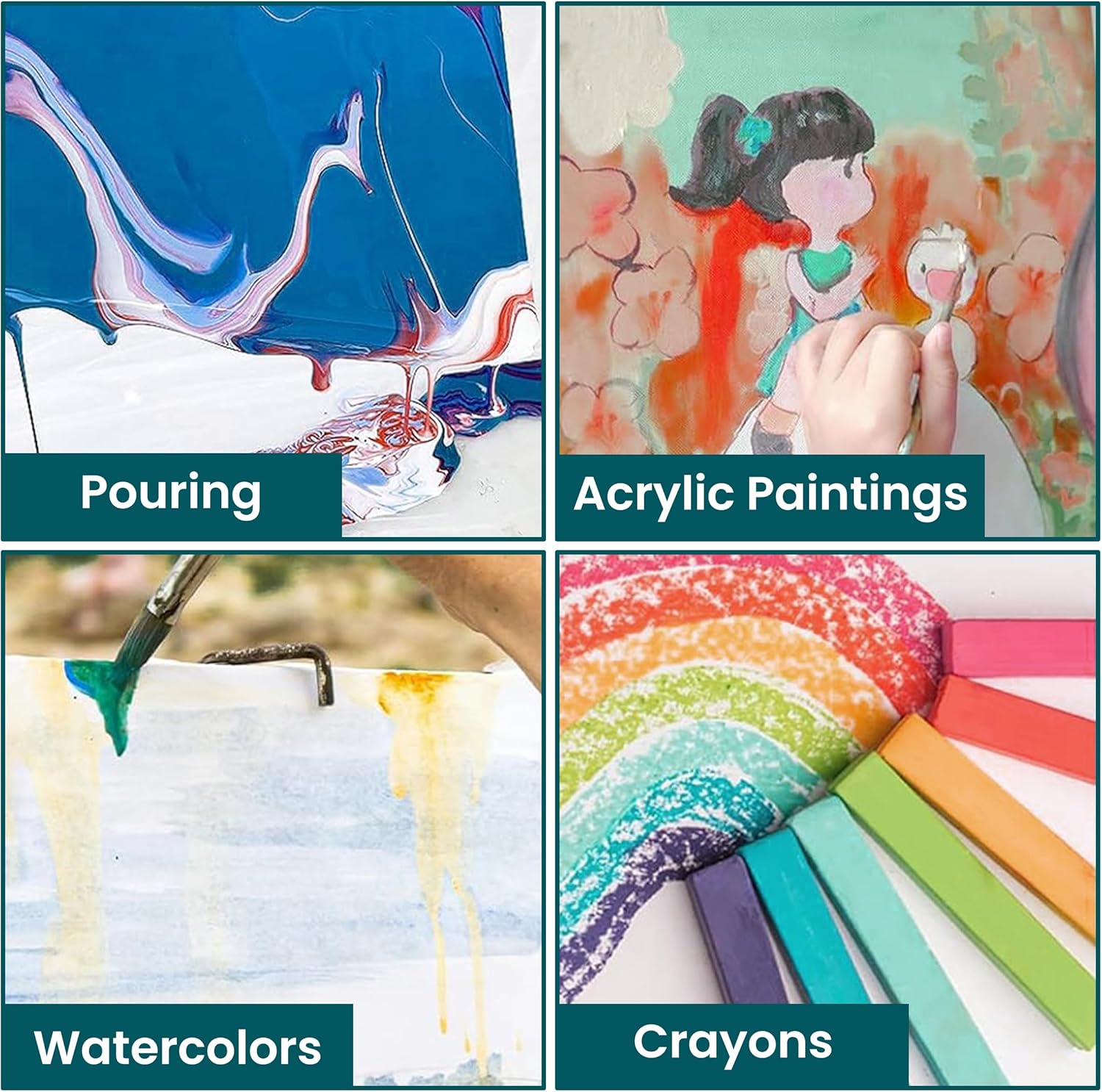 20-Pack Large Canvas for Painting, 10 of 9x12 & 11x14 Inches - 100% Cotton Triple Primed Large Canvases for Painting Acrylic, Oil, Watercolor, Tempera - Art Supplies for Adults & Kids