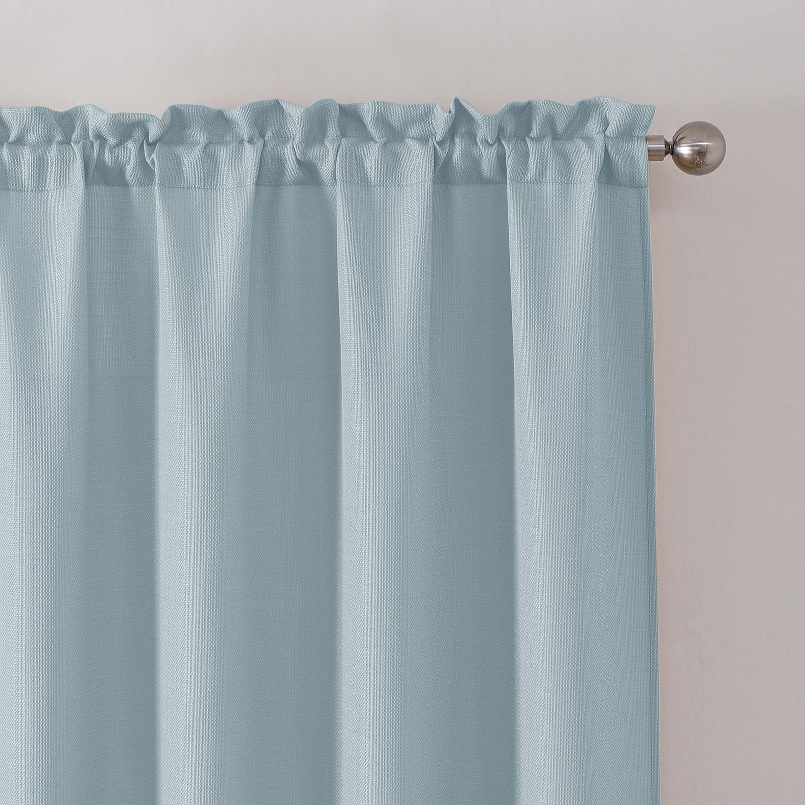 Chyhomenyc Bennet Aqua with Greenish Tone Curtains 45 Inch Length 2 Panels, Faux Linen Textured Light Filtering Soft Airy Rod Pocket Window Treatment Drapes for Living Room Bedroom, Each 30" Wx45 L โ image 1