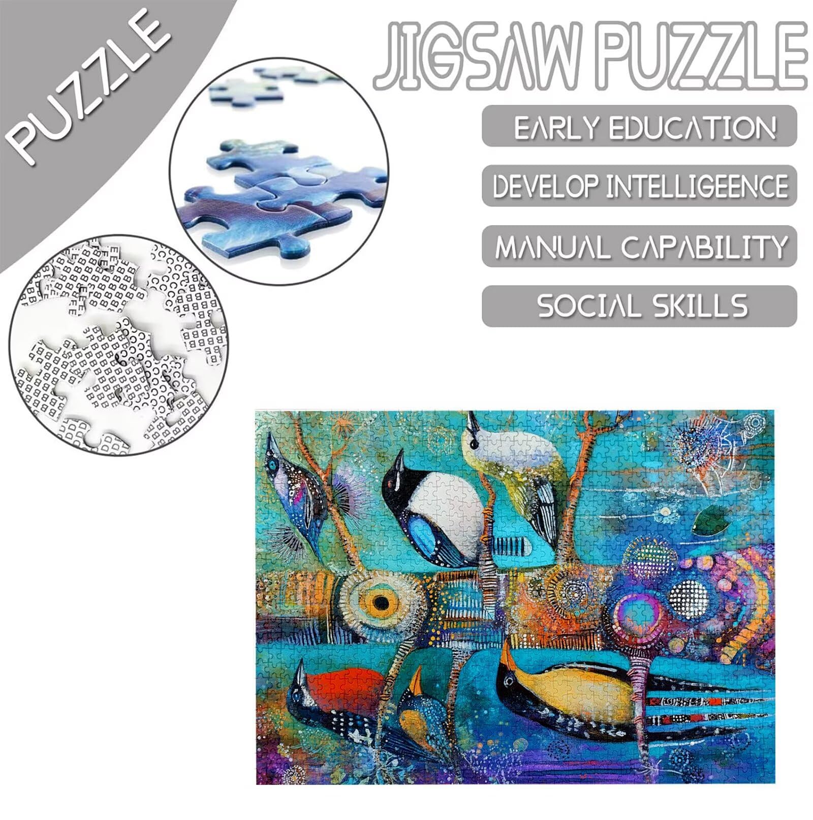 Astratto Puzzle 2000 Pezzi Grandi Dimensioni per Adulti, Puzzle Uccello Motivo Progettazione con Compact Box e Poster Incluso per Home Room Wall Decor, Regalo Donna Men, Legna Jigsaw 100x70cm,Model533