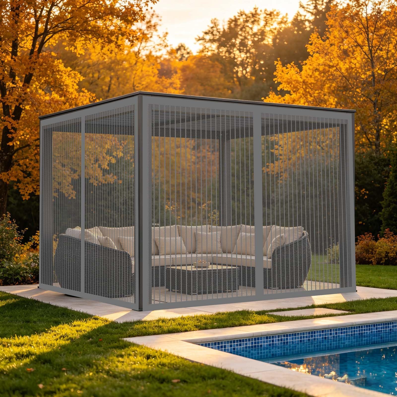 Fly Screen Door 166 x 250 cm Full Frame Magic Tape, Magnet Silent Closure, No Punching Screen Mesh Insect Protection Door No Gap Nets with Magnets for Front Back, Grey