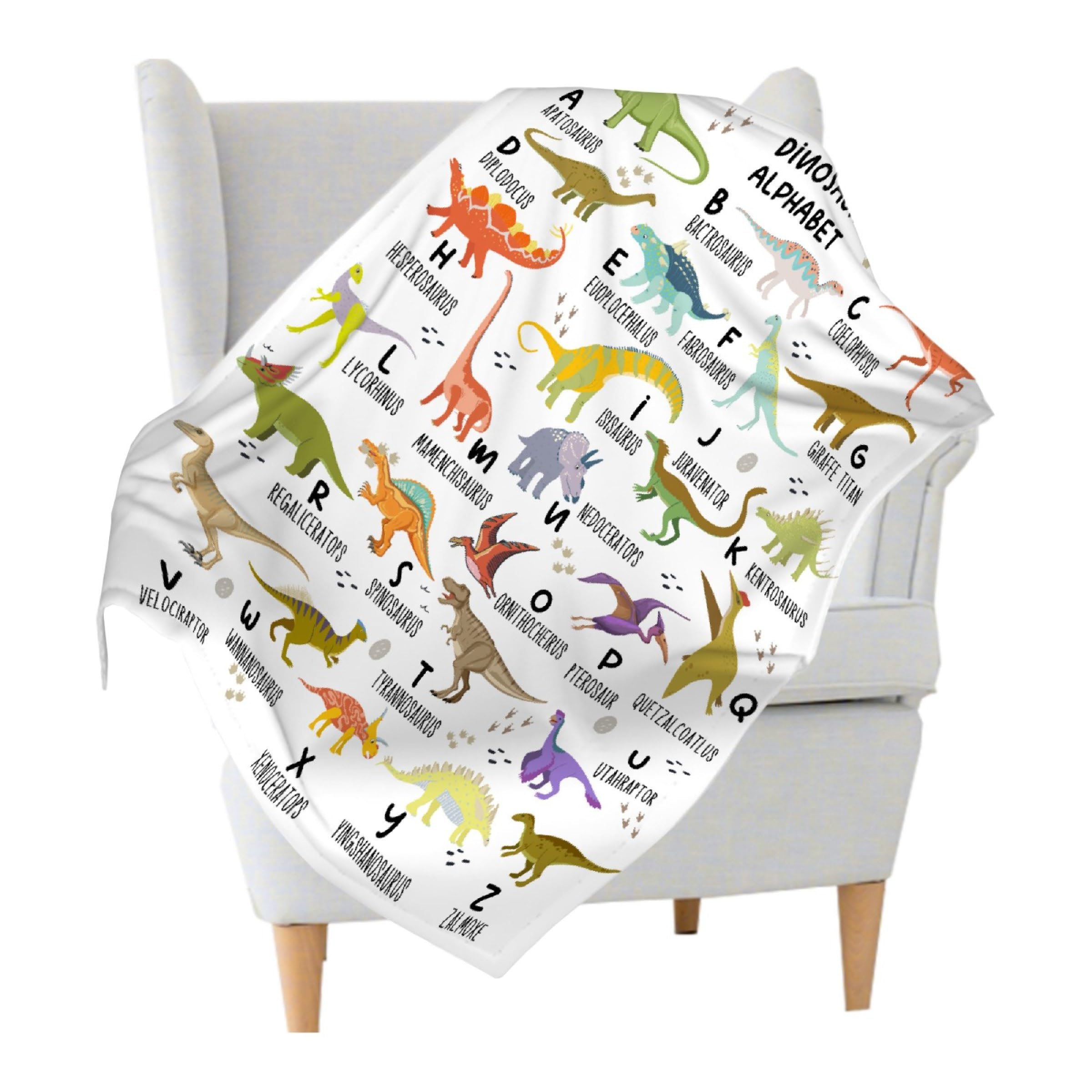 Toddler Blankets For Boys Custom Dinosaur Alphabet Blanket For