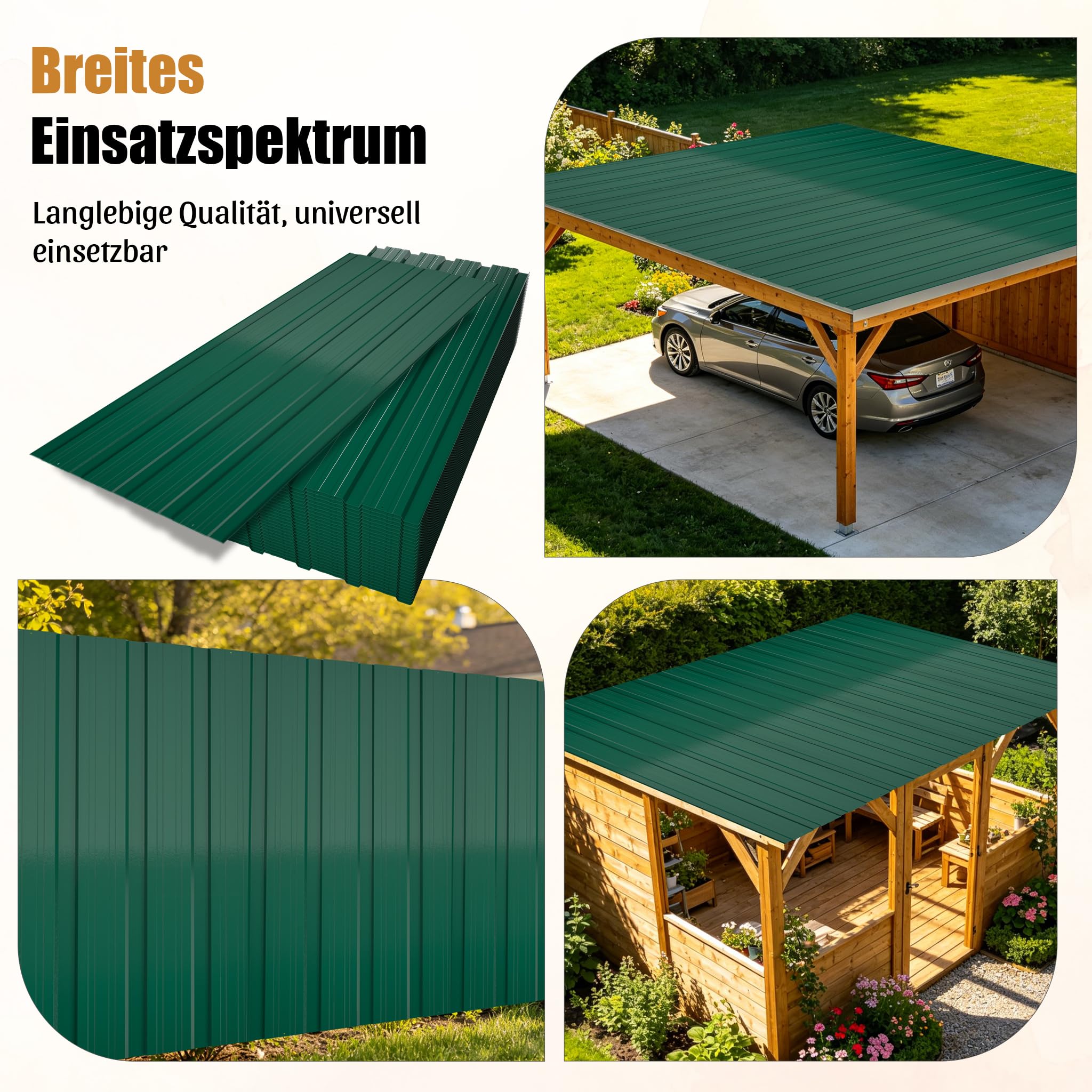 Profilblech Verzinkter Stahl Dachblech Set 12 m² 42,6x108 cm 0,25 mm Grün UV-beständig Winterfest