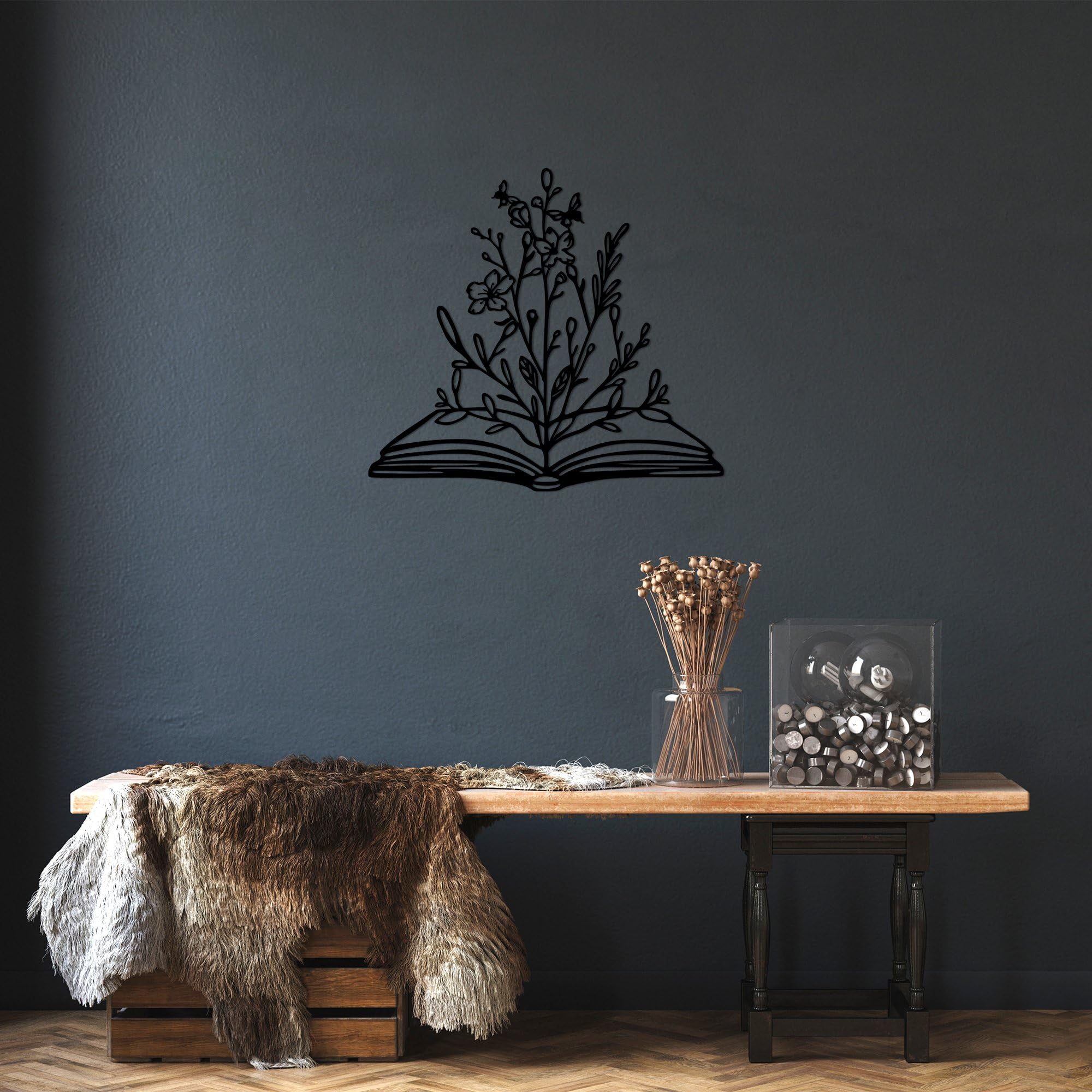 Parfait pour la décoration moderne de la maison, art mural unique en métal noir