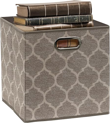 Miniatura 8 de Simple Houseware Paquete de 6 cubos de tela de impresión con asa, color azul