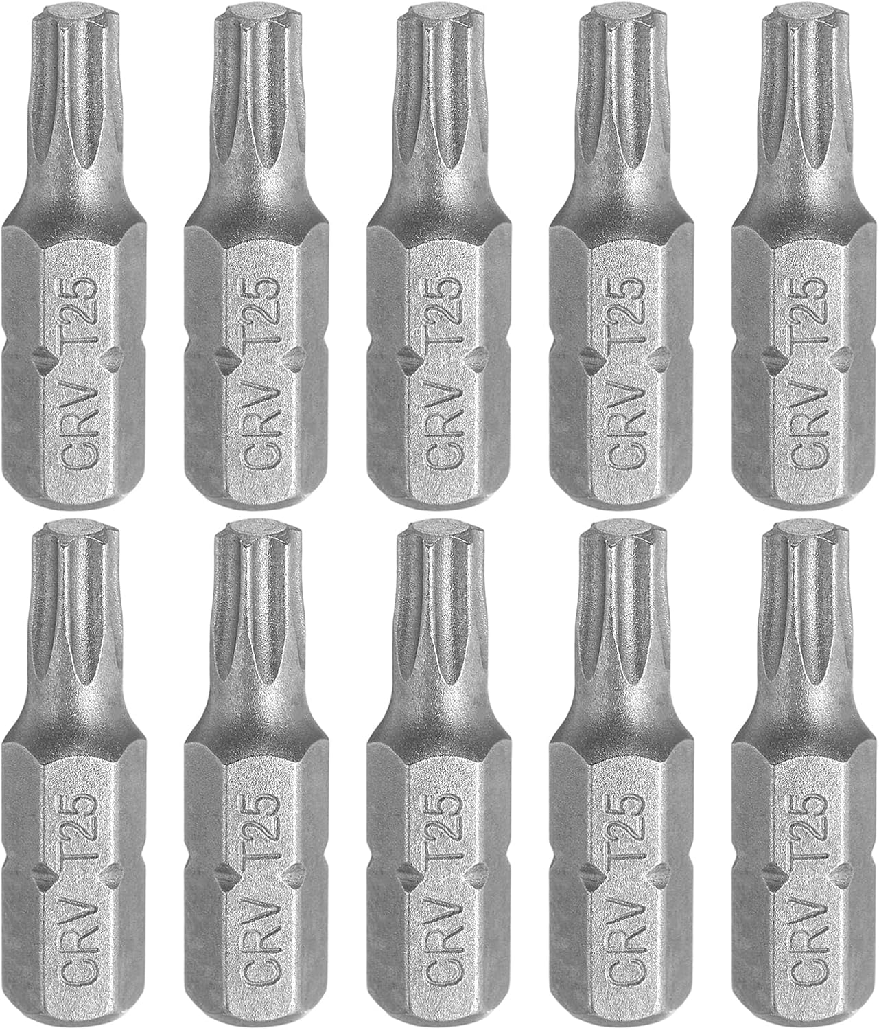 HARFINGTON 10pcs Torx Screwdriver Bit 1/4" Hex Shank T25 Head 1" Length CR-V Steel 6 Point Security Drill Bits for Repair Work Electric Screw Driver