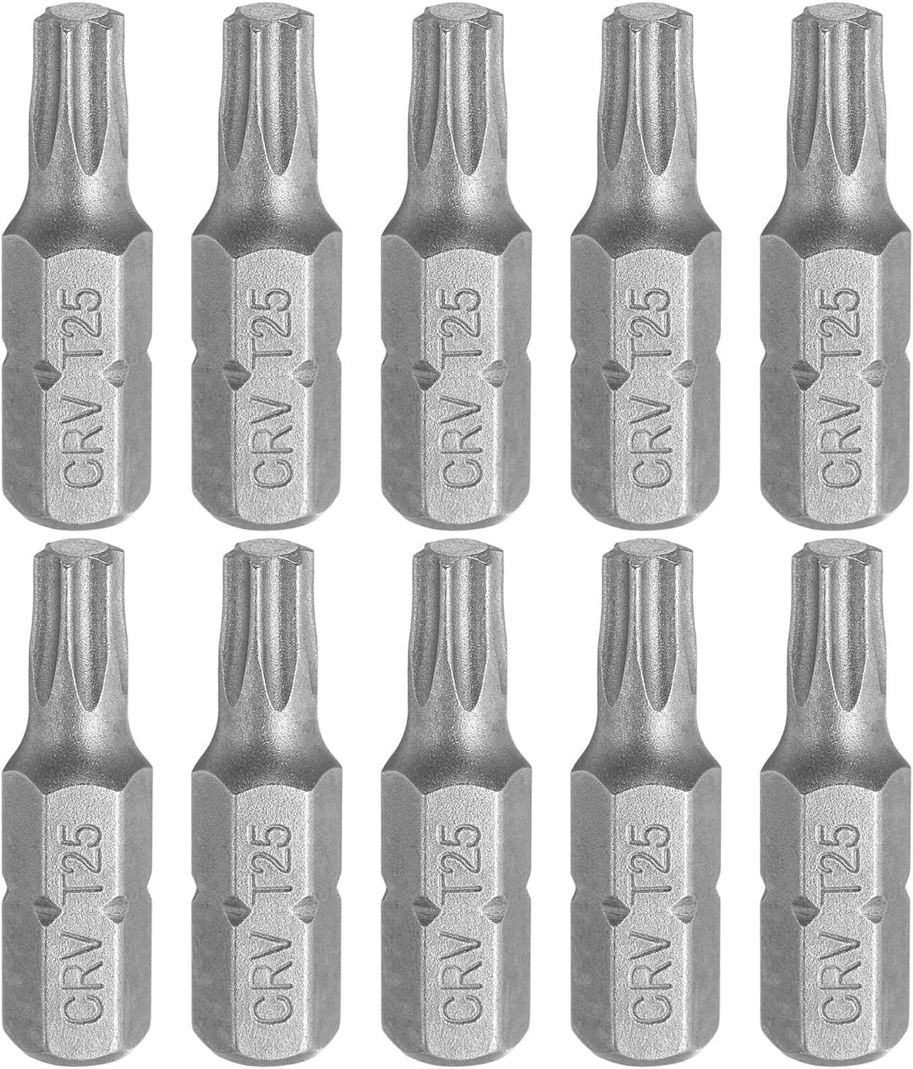 sourcing map 10pcs Torx Screwdriver Bit 1/4" Hex Shank T25 Head 1" Length CR-V Steel 6 Point Security Drill Bits for Repair Work Electric Screw Driver