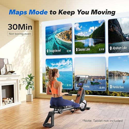 Miniatura 6 de MERACH Máquinas de remo para el hogar, potente máquina de remo electromagnética con riel extendido de 51.2 pulgadas, remo de ajuste de resistencia