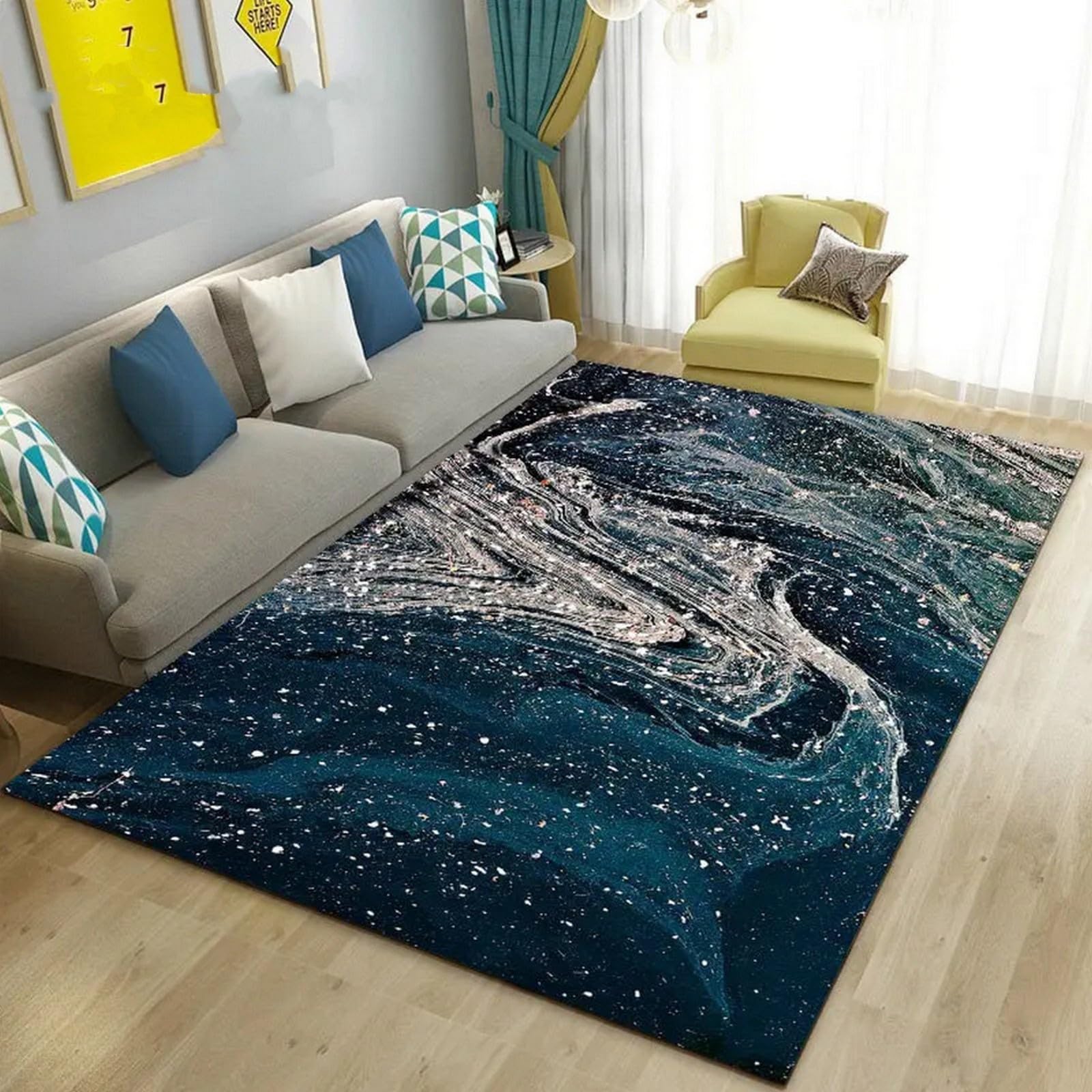 Tapis antidérapant texture marbre résistant à l'eau pour la cuisine
