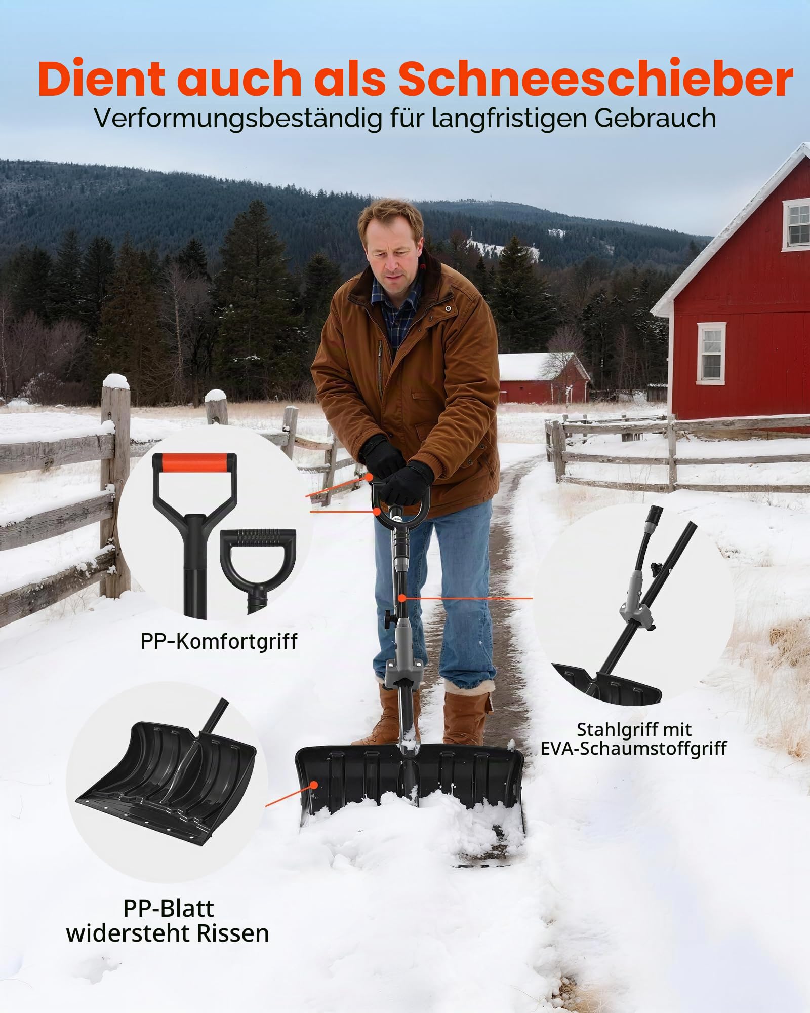 VEVOR Schneeschaufel und Schneebesen