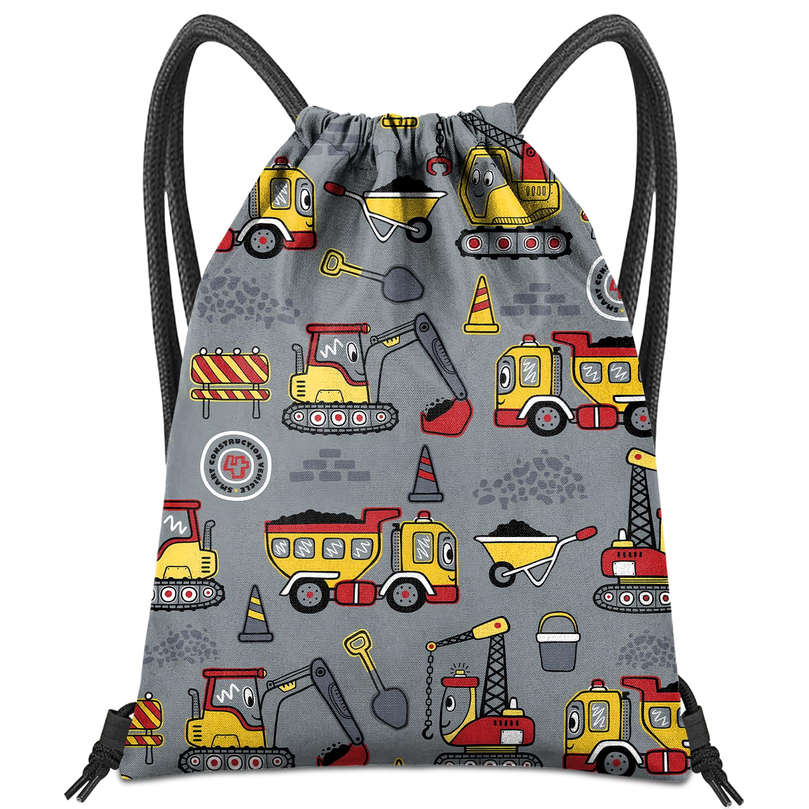 BHAHB Drawstring Backpack for String Bag Waterproof Cute Sports Beach Swimming Travel (13"×17") (Z19-Excavator) — image 1