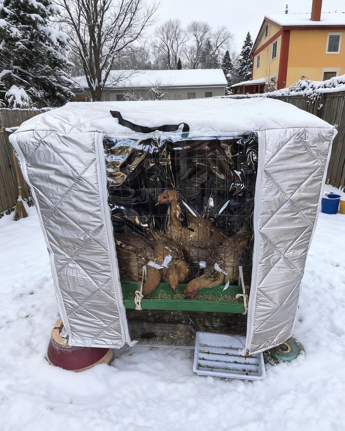 ZIMGOD Thermal Chicken Coop Cover for Winter Outside, Warmth Dog Crate Cover with Clear Door & Window, Customizable Kennel Enclosure Blanket for Cat Cage(122x76x84cm (48x30x33in))