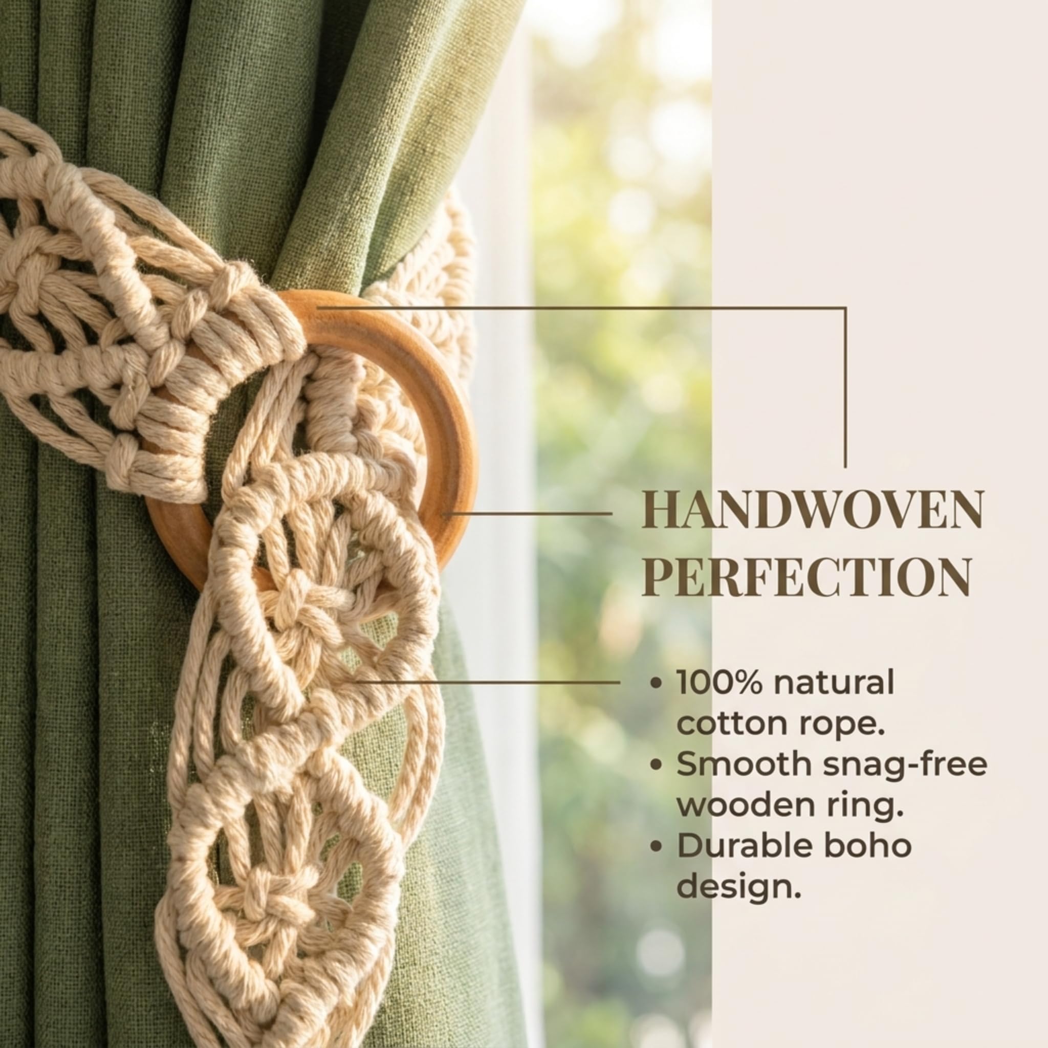 Macrame Curtain Tiebacks - Boho Home Decor -3