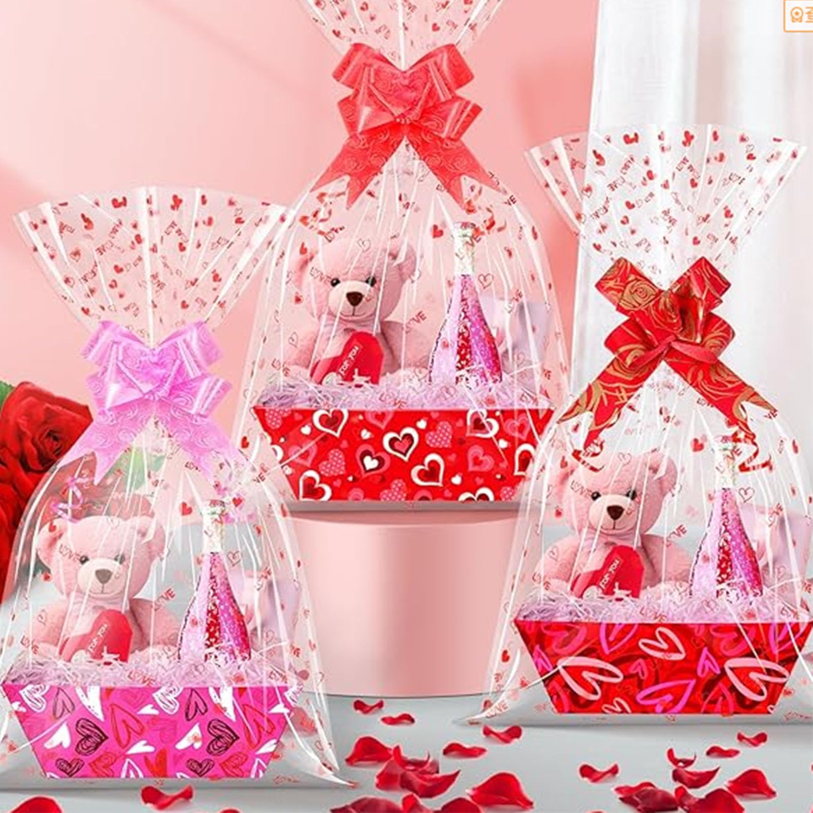100 bolsas de plástico transparente para regalos, bolsas de transparentes grandes multiusos, bolsas de cesta transparentes, bolsas de dulces, bolsas de galletas transparentes para