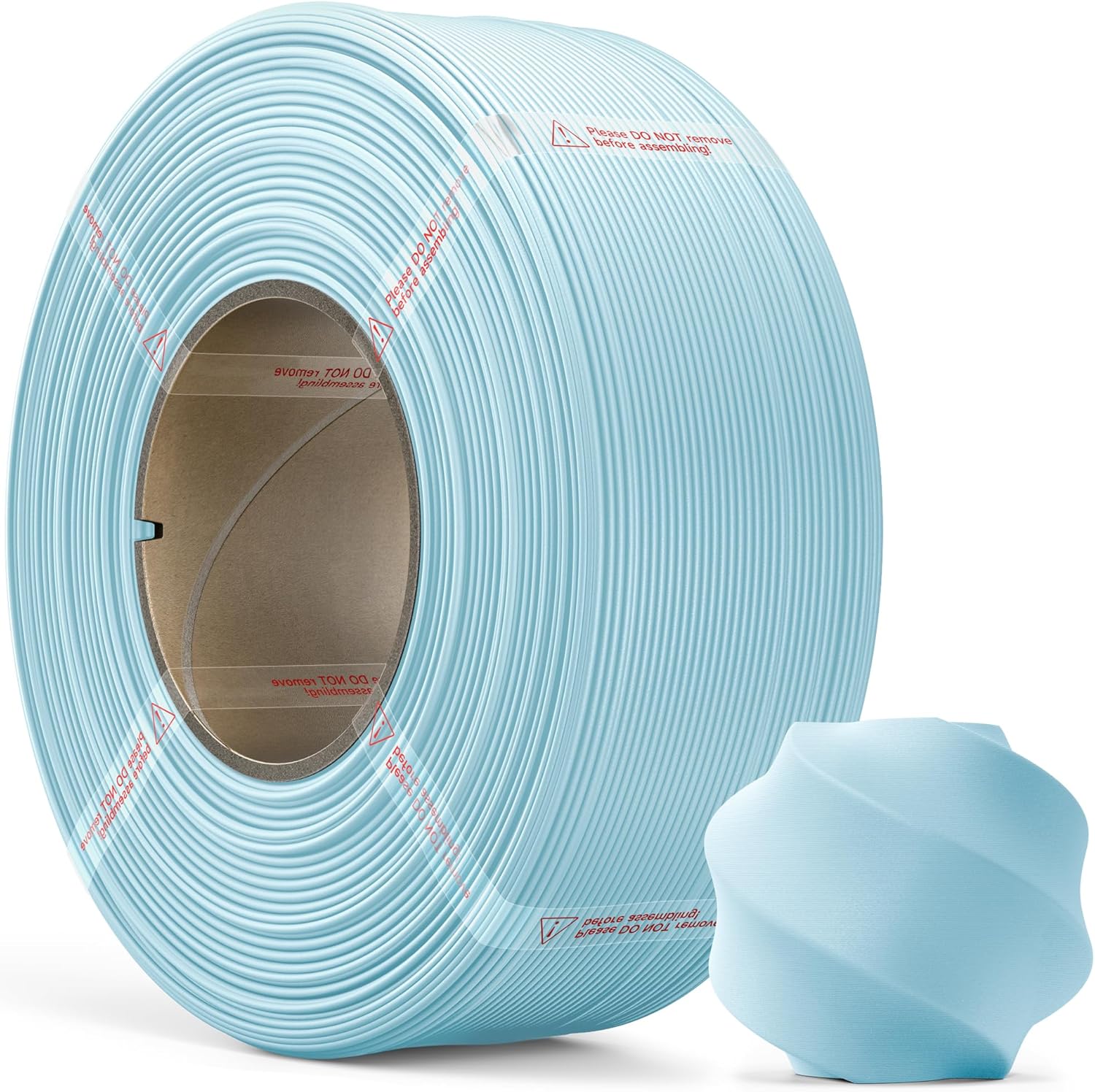 Matte PLA Refill Filament 1kg (2.2lbs) for Reusable Spools, 1.75mm Spool-Less 3D Printing Filament, Compatible with Bambu Lab 3D Printers – Ice Blue Matte Ice Blue