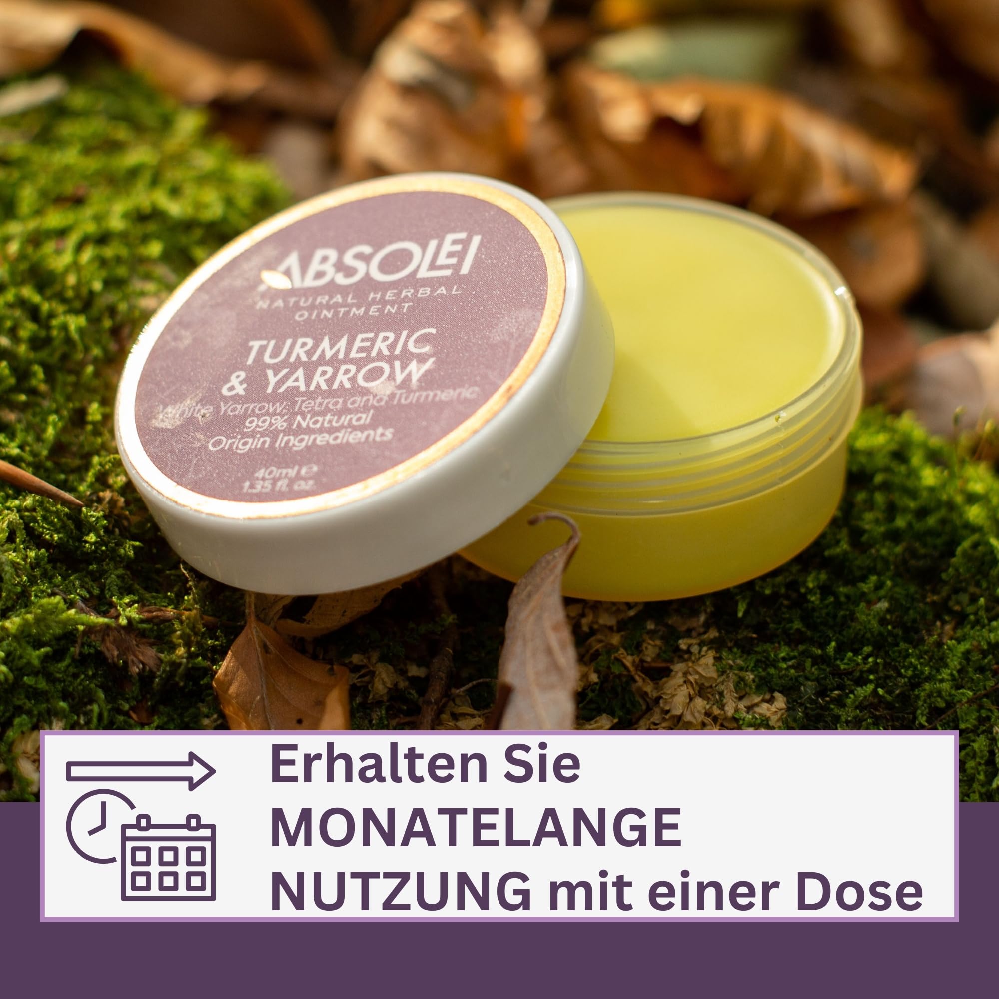 Hämorrhoiden Salbe, Natürliche Salbe gegen Brennen, Juckreiz und Beschwerden mit Weißer Schafgarbe, Sumach und Kurkuma, 40 ml (3er Pack)
