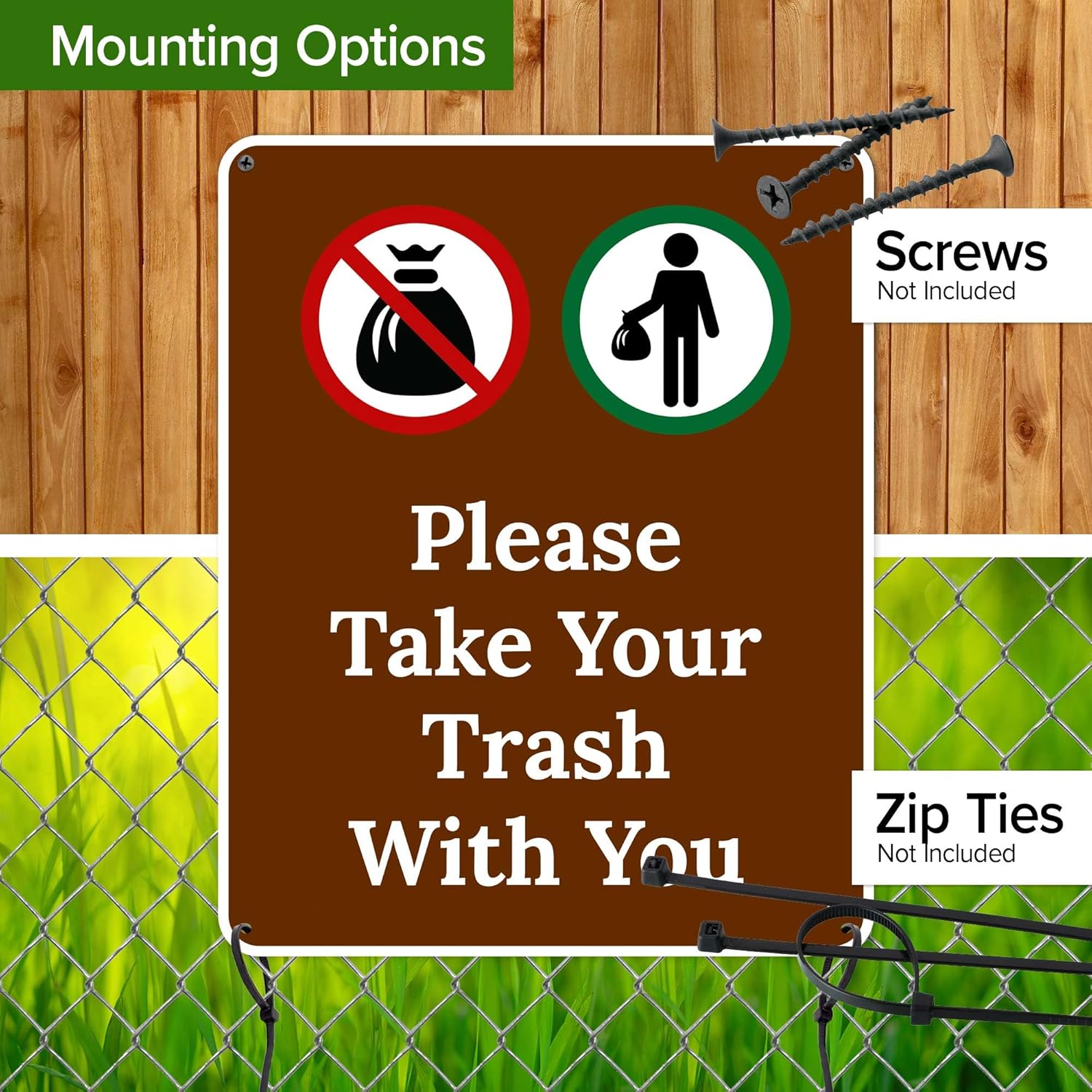 Please Take Your Trash With You Sign, 24x30 Inches, 55 mil thick HDPS (high density polystyrene), Made in USA by My Sign Center