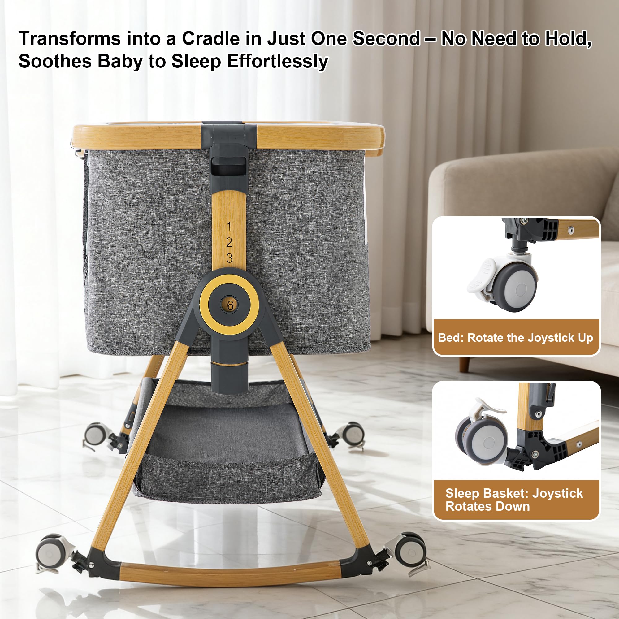 Cuna para Recién Nacido, Sostenible, Compatible con Diferentes Camas, Altura Ajustable, Inclinable, Cuna colecho,Buena Circulación de Aire (Gris)